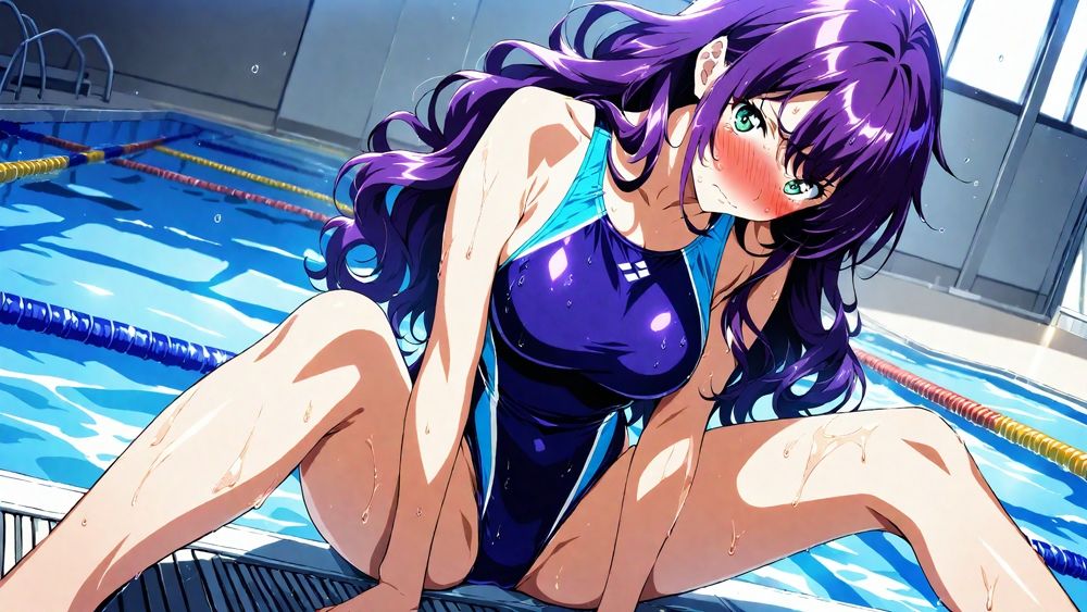 爆乳茶髪紫髪水泳美少女が熱血教師と水着姿孕ませ交尾【4K】 サンプル画像7
