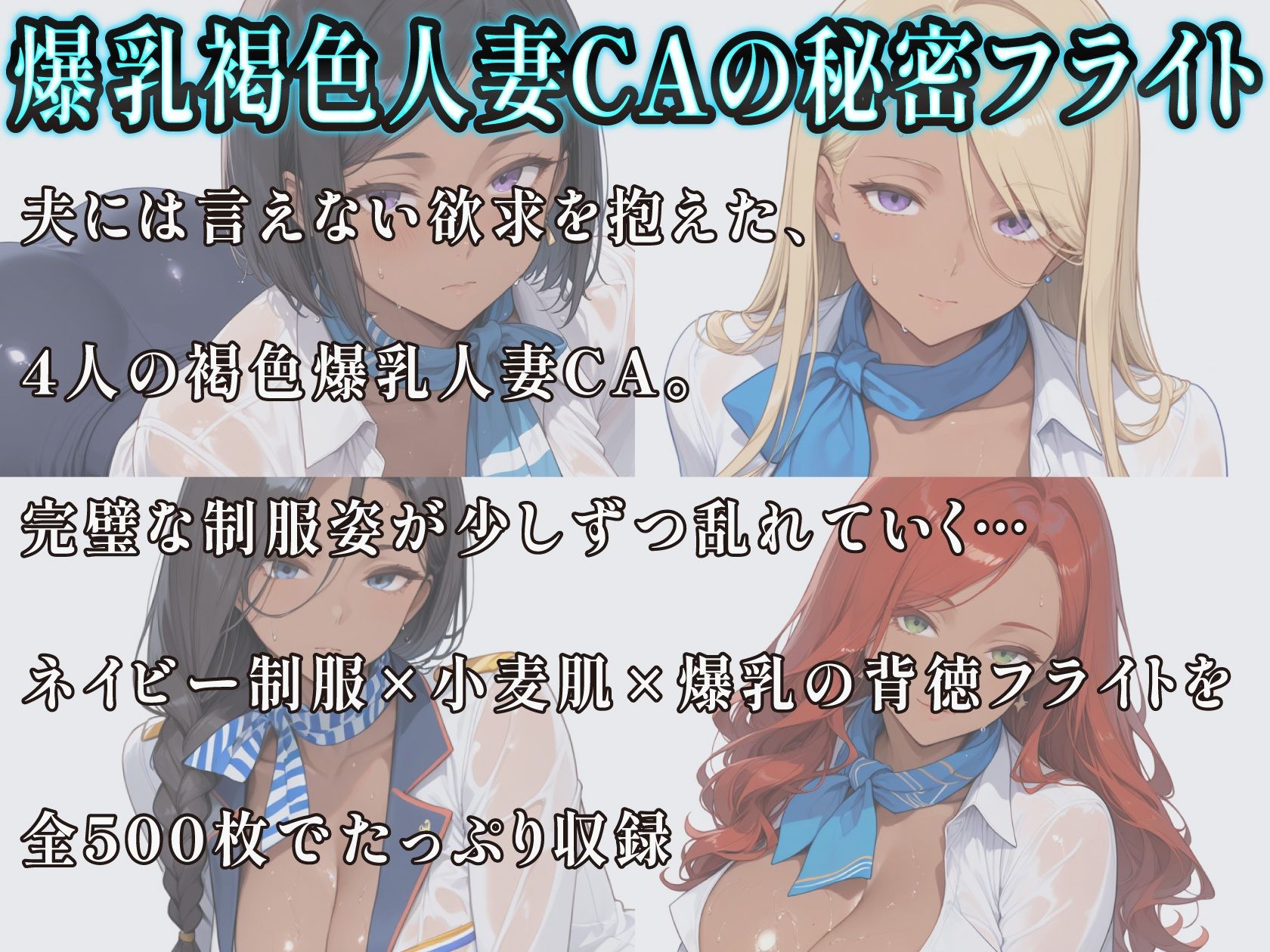 爆乳褐色人妻CA 4人の極上フライト〜制服の下は夫に内緒の欲求不満〜 サンプル画像1