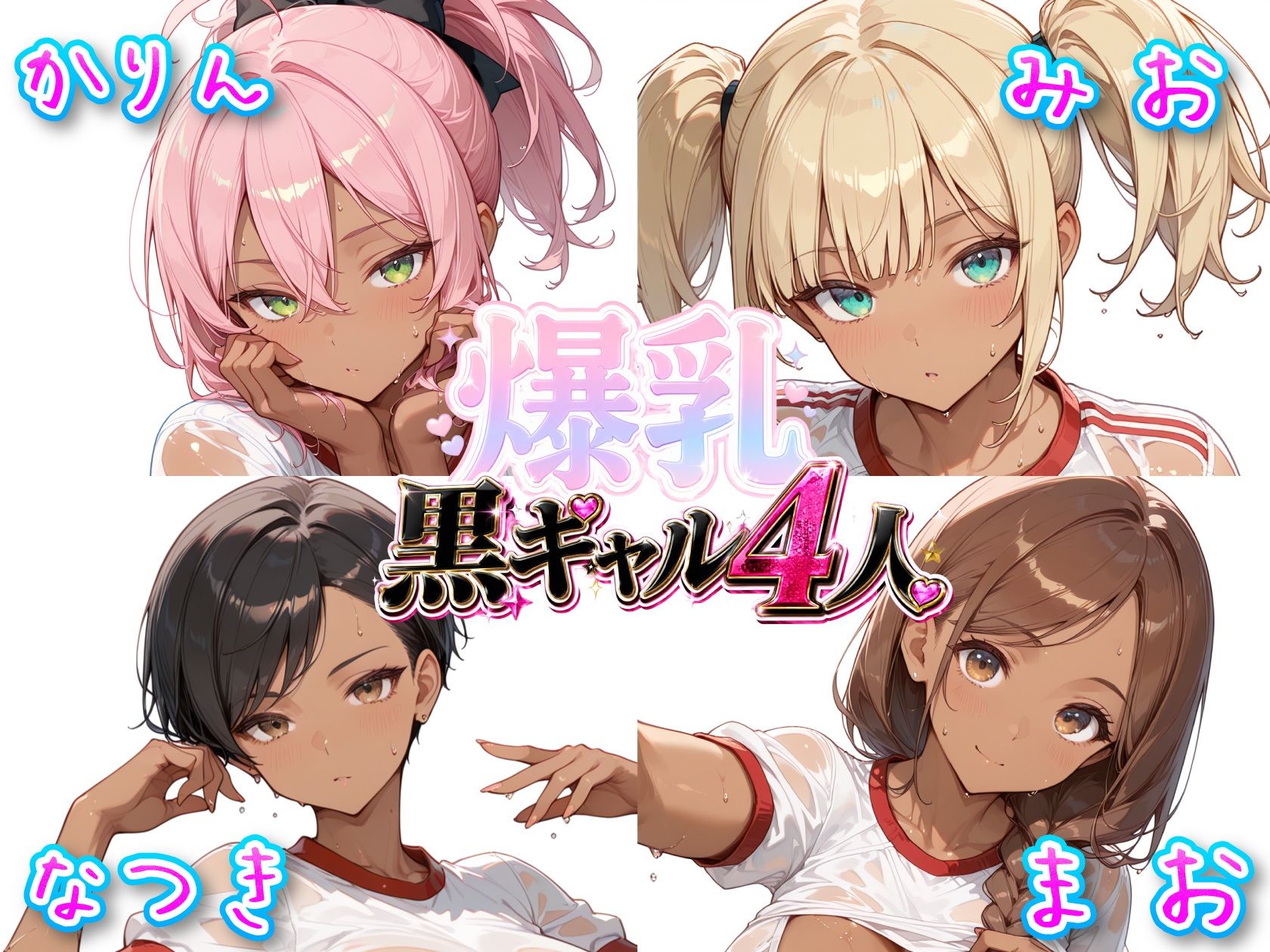 爆乳黒ギャル4人の真っ赤な体操服がパツパツで理性が飛ぶ件 サンプル画像1