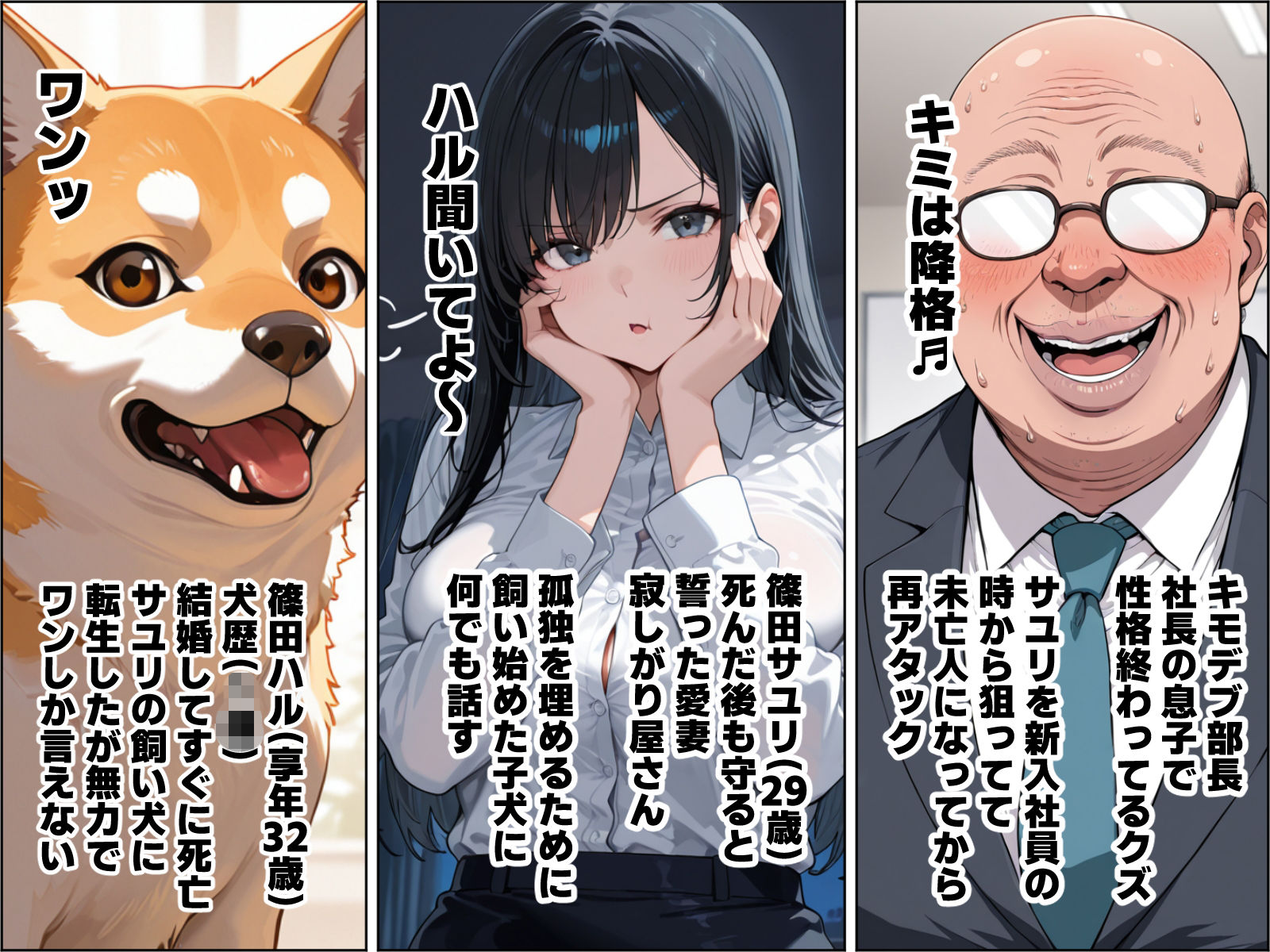 犬に転生した俺が愛妻に大嫌いな上司との寝取られ報告される話 サンプル画像1