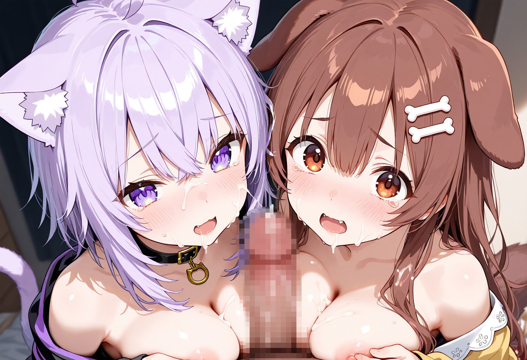 猫又おかゆ、戌神ころねを調教エッチ【CG集＋動画】 サンプル画像1