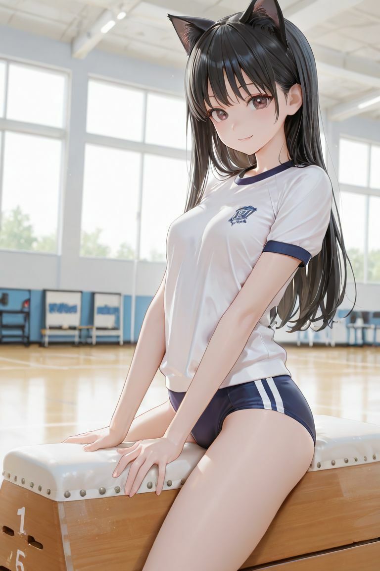 猫耳JKと体育館で サンプル画像2