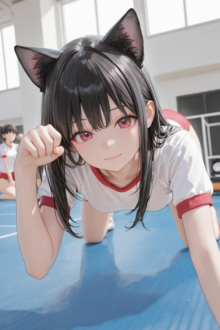猫耳JKと体育館で サンプル画像3