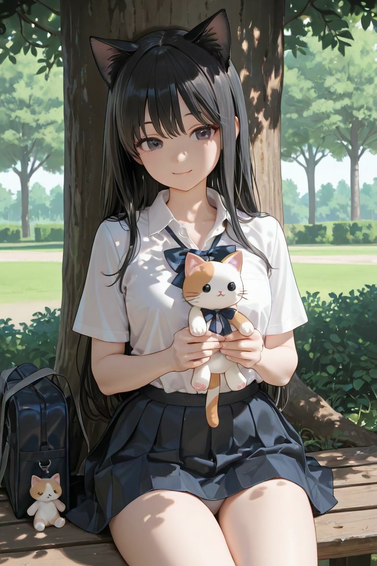 猫耳JKと木の下で サンプル画像1