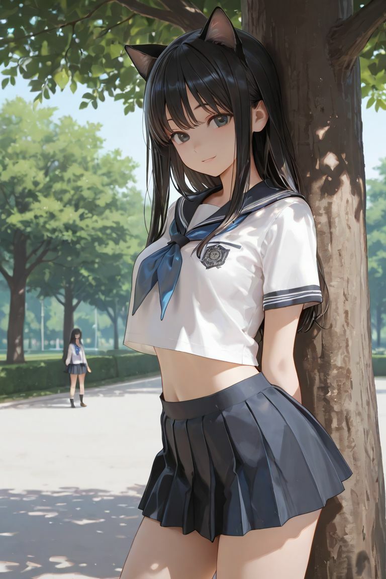 猫耳JKと木の下で サンプル画像3