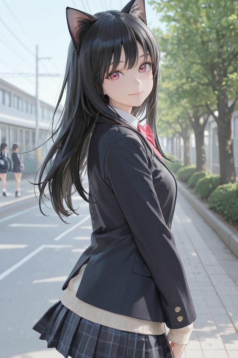 猫耳JKの通学路 サンプル画像1