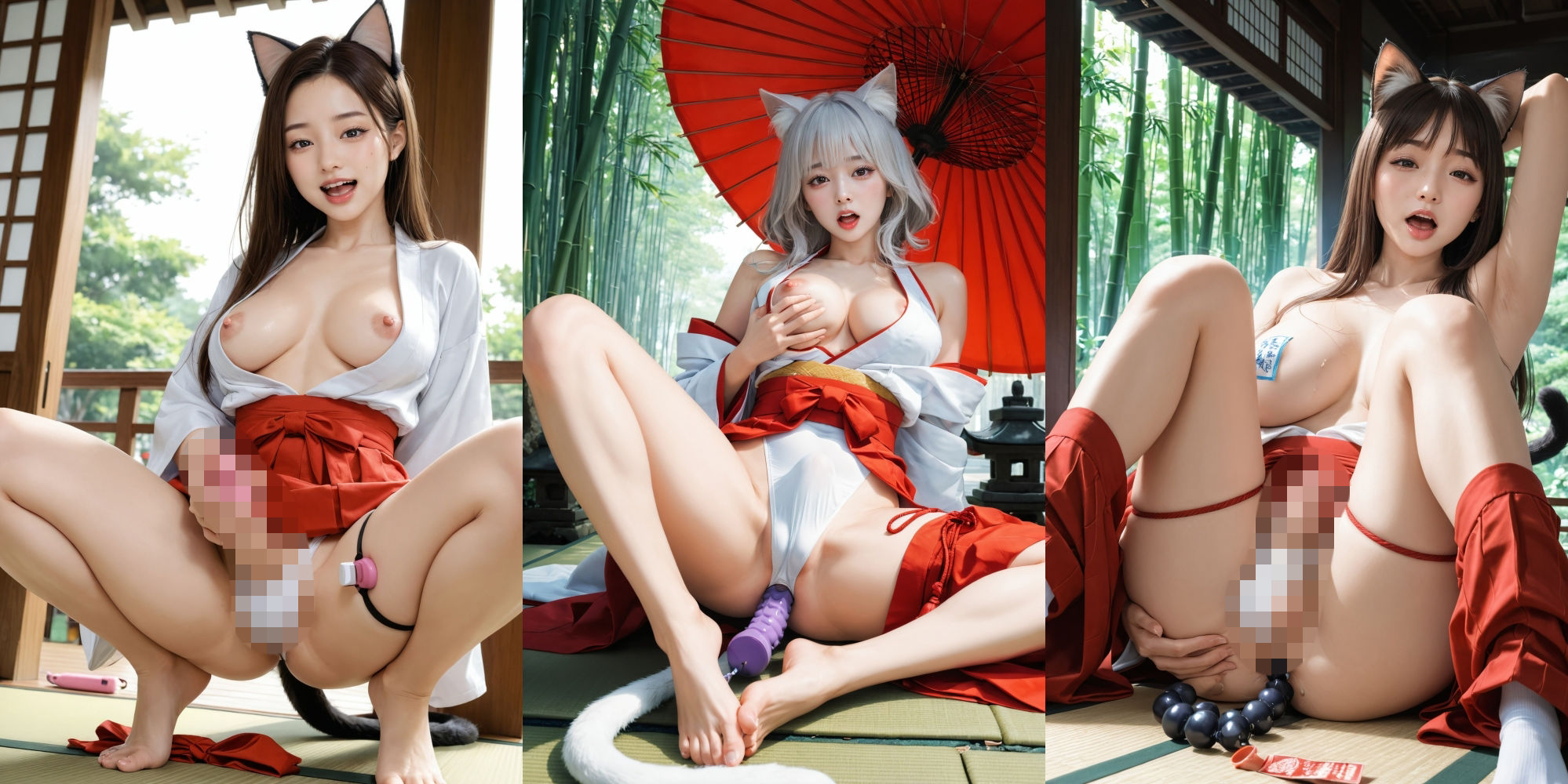 猫耳ふたなり巫女さんの穢されたアナル サンプル画像5