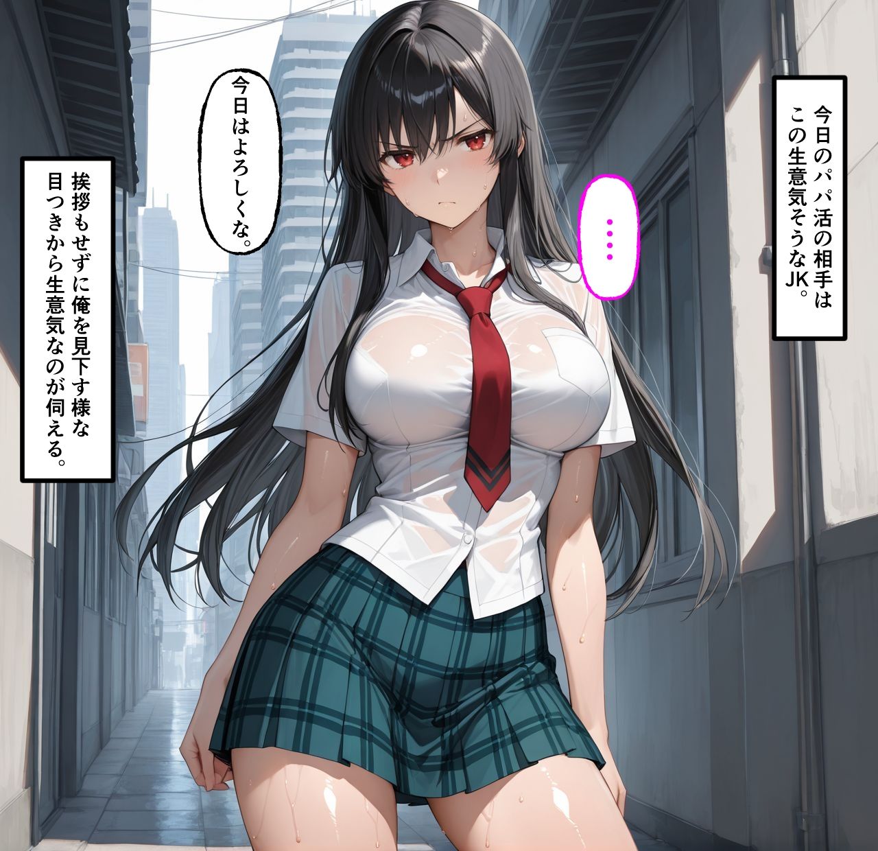 生意気なパパ活女子がキモおじの性奴●に堕ちる【セリフ付き・擬音付き】 サンプル画像1