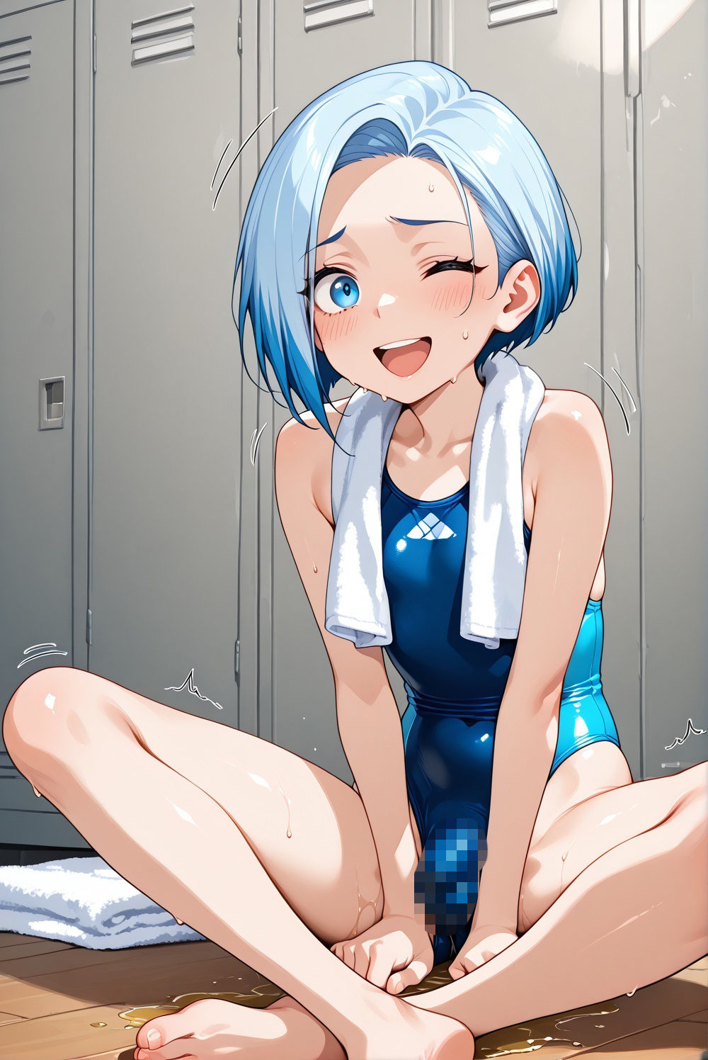 男の娘と水着を濡らす水 サンプル画像2
