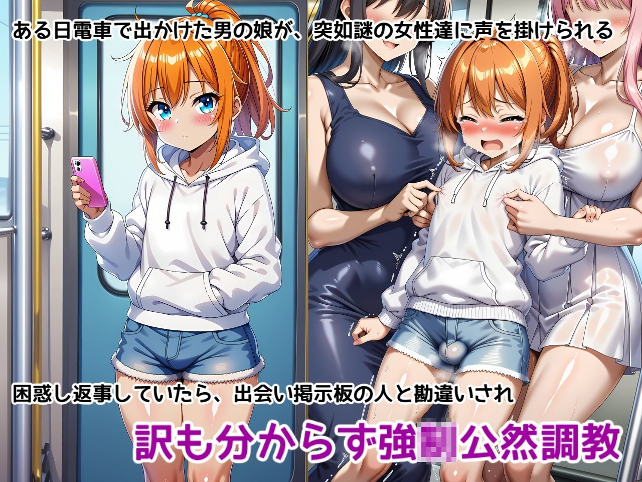 男の娘メス堕ち調教・恥辱尊厳破壊〜お姉さん達に恥ずかしい恰好で責められて尊厳破壊されメス堕ち屈服させられちゃう男の娘の話 サンプル画像1
