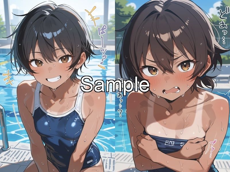 男子水着チャレンジでバレたユウキ 〜プールでちっぱいを晒されおじさんたちに◯◯される サンプル画像1
