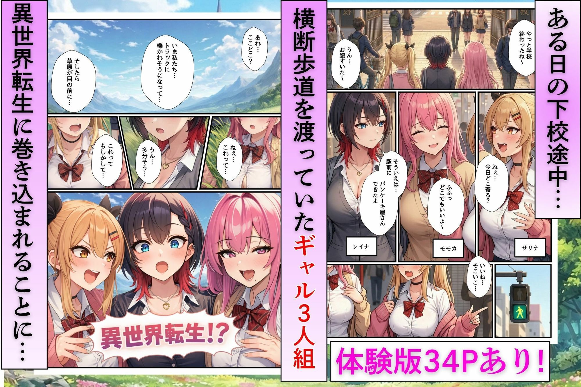 異世界転生に巻き込まれた一軍ギャル3人組が冒険者の性処理係にされて毎日エッチさせられちゃう話 サンプル画像1