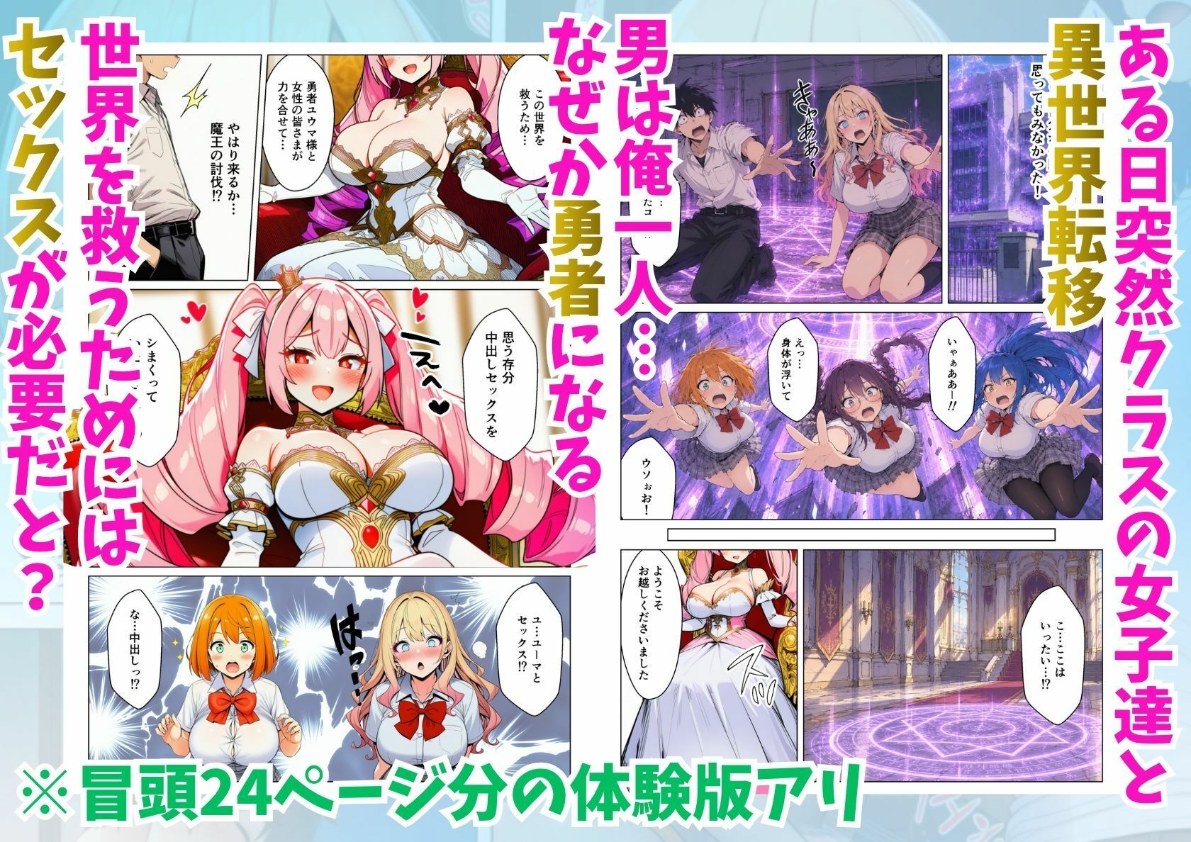異世界転移したけどクラスのギャル達とセックスしないと世界が滅ぶってマジ！？ サンプル画像1
