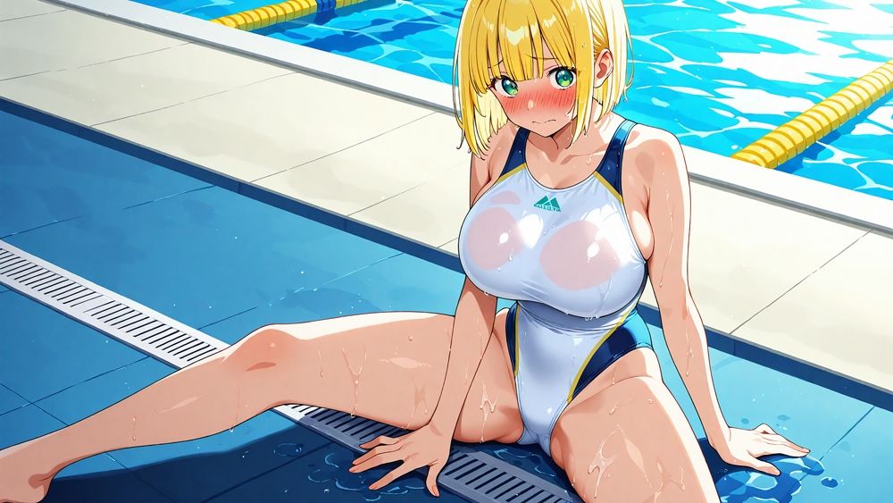 白競泳水着の爆乳姉妹が顧問と秘密のレッスン【400枚】【4K】 サンプル画像4