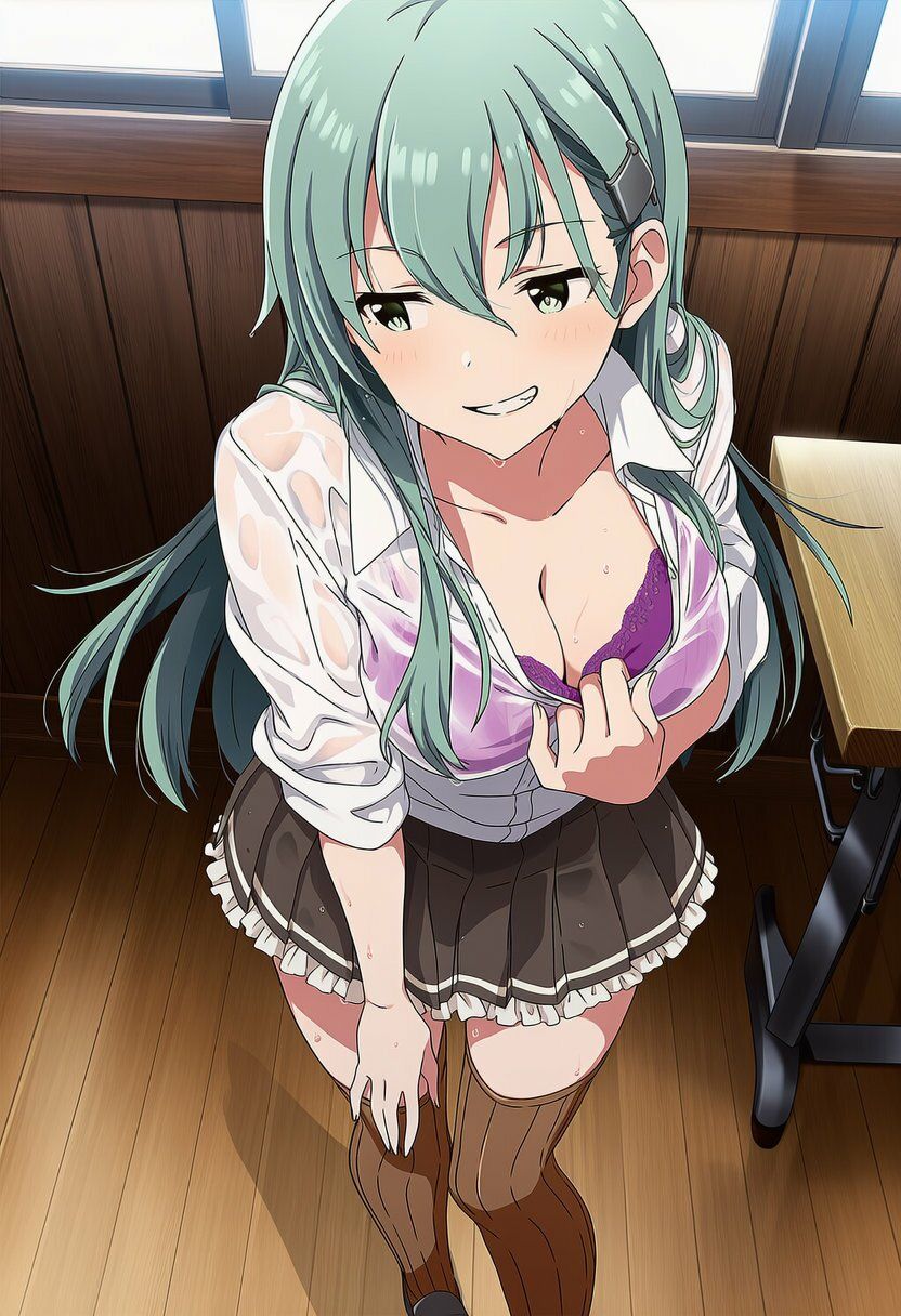 盗撮＆濡れ透けフェチ特化 2020年代アニメ作画特集 艦隊少女たちの濡れ透け教室生着替え その1 -500枚を撮影- サンプル画像1