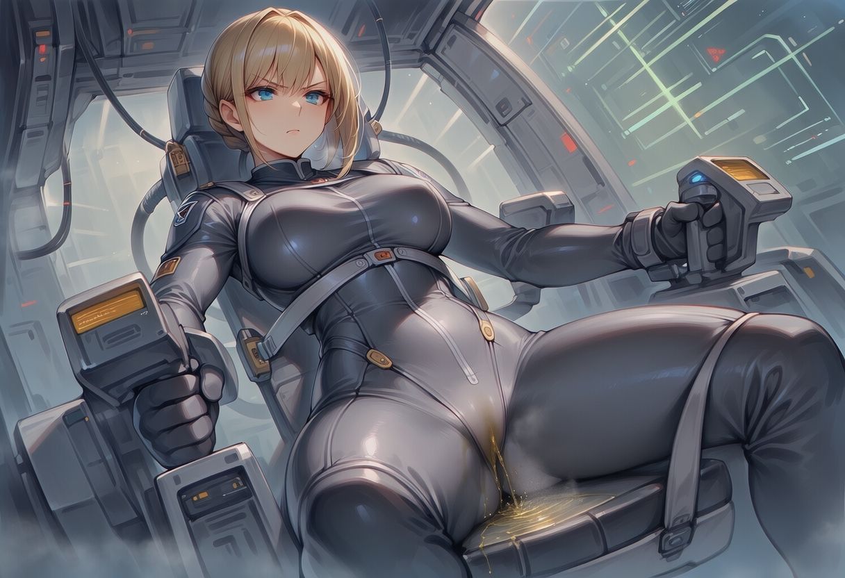 真剣な表情で失禁する女エースパイロット サンプル画像7