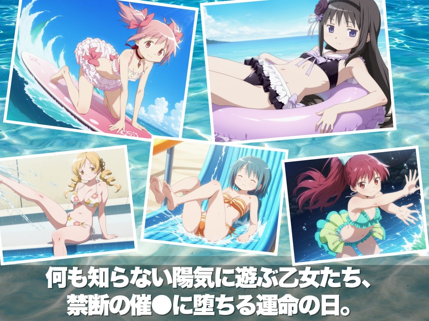 真夏の淫夢ビーチ  魔●少女ま●か★マ●カ編 サンプル画像1