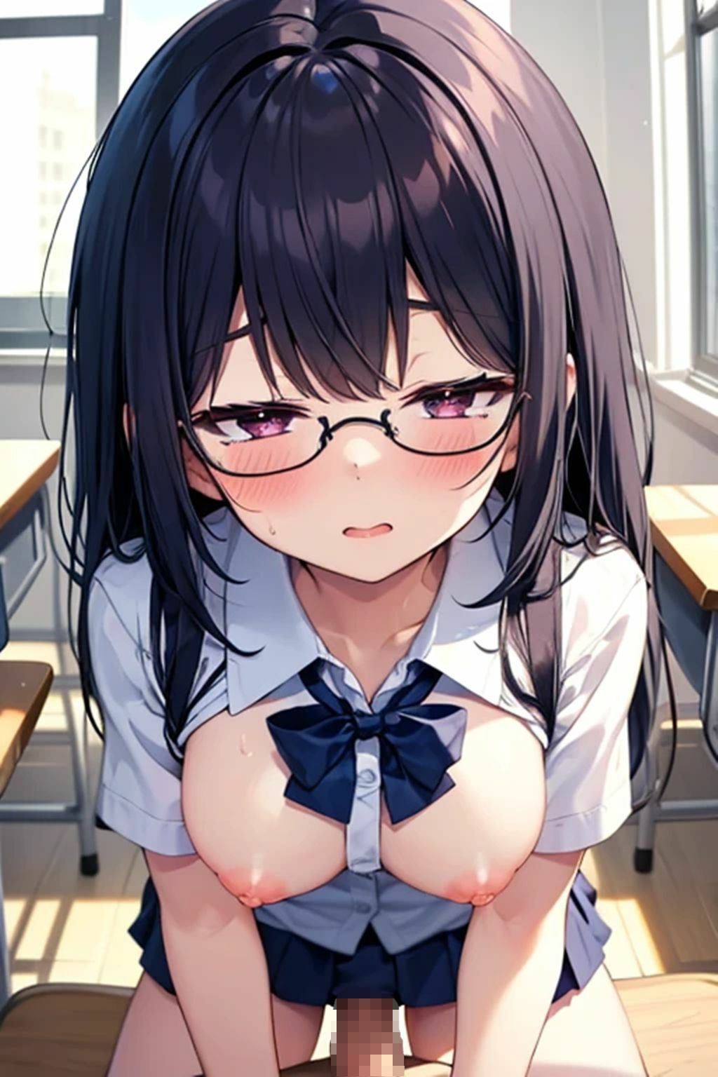 眼鏡少女と学校で サンプル画像2