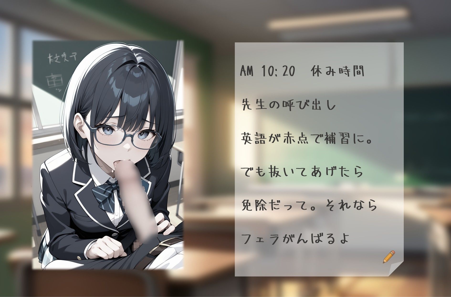 私立吹痴学園性活日記 -紺髪メガネちゃん フェラチオ編- サンプル画像4