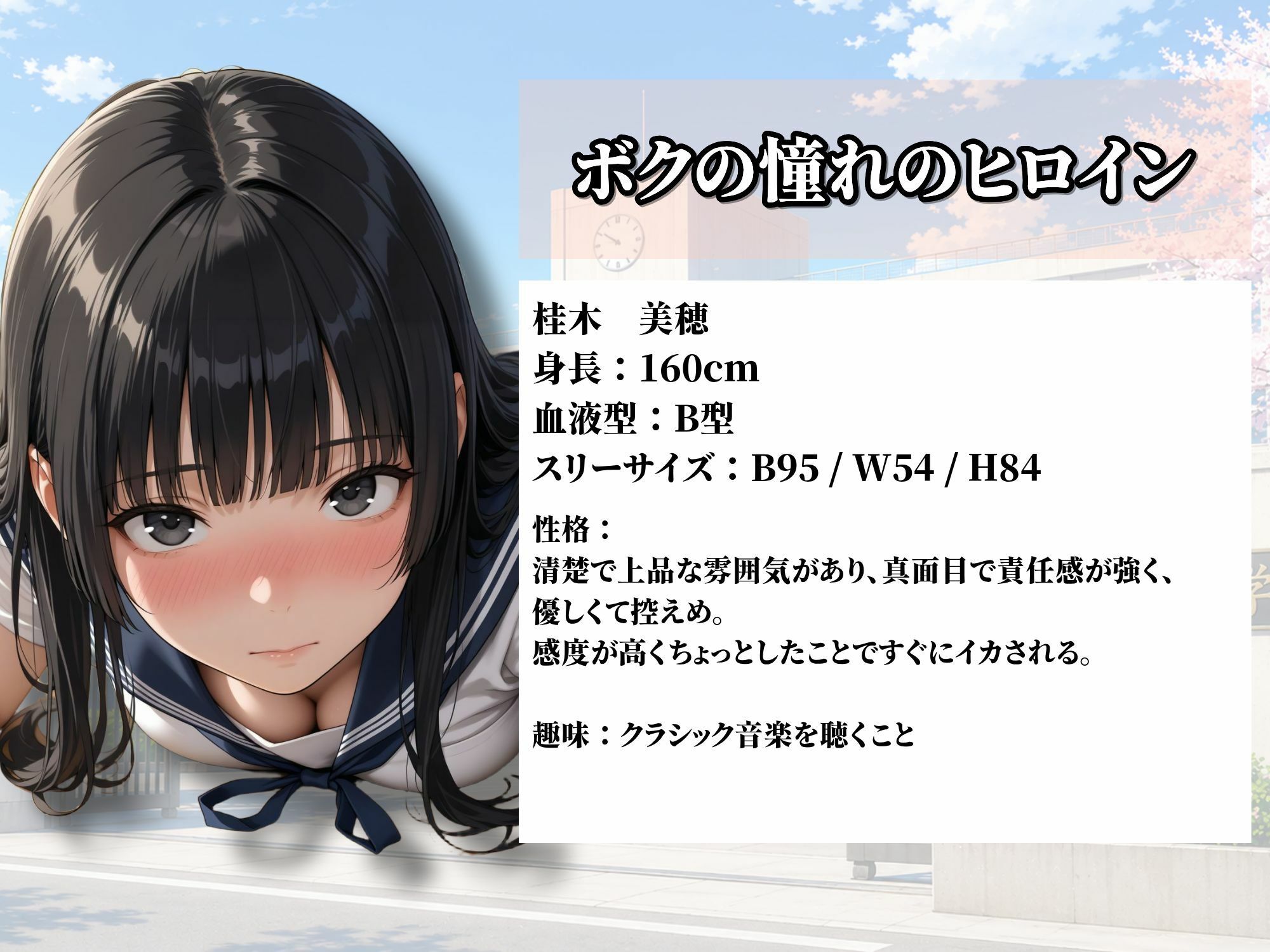 童貞のボクが大好きな優等生ヒロインを目の前で校長に弱みを握られNTRされた話〜桂木 美穂編 サンプル画像1