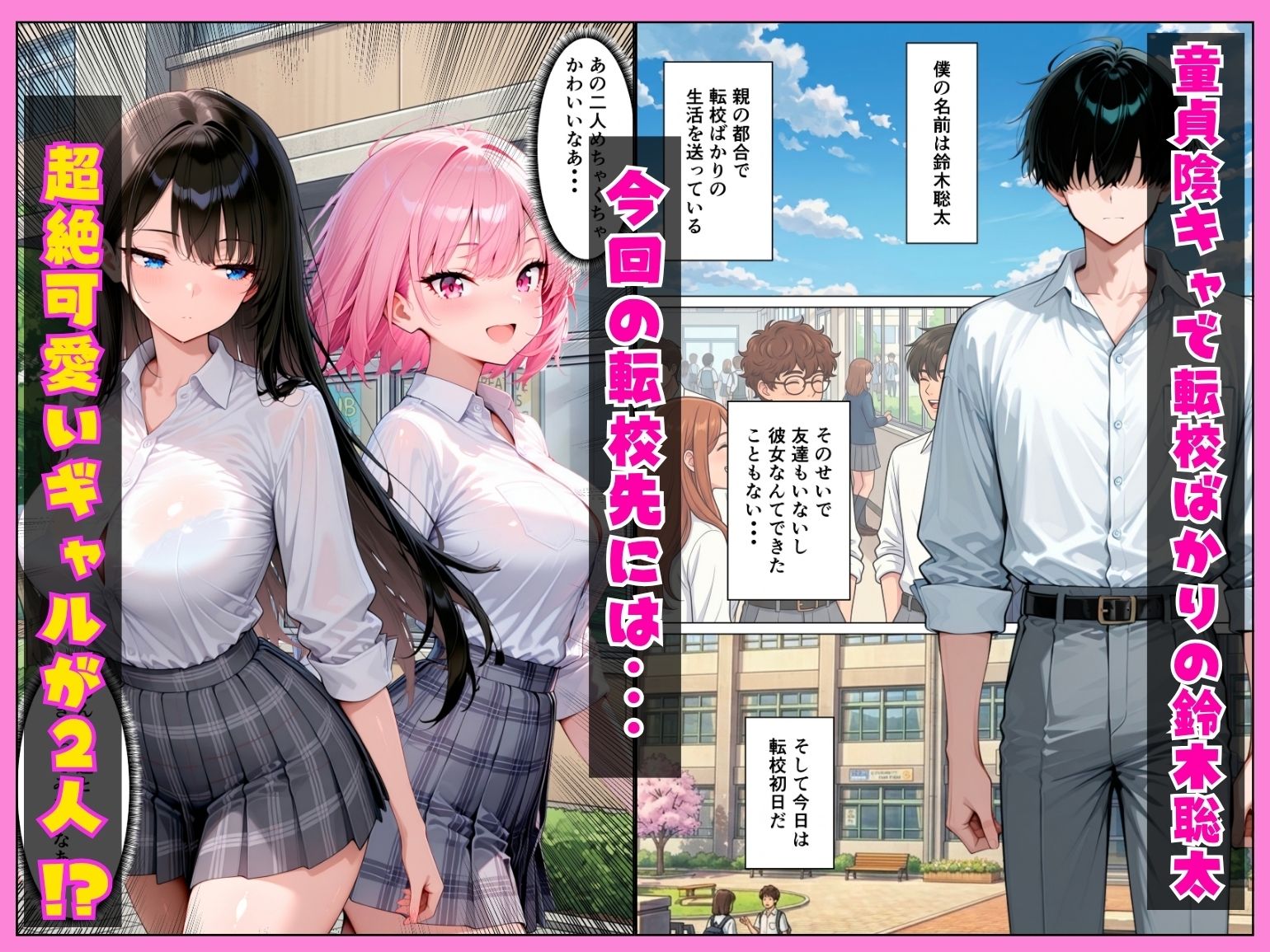 童貞陰キャの僕が転校初日にヤリマンギャル二人に搾精されまくる話 サンプル画像1