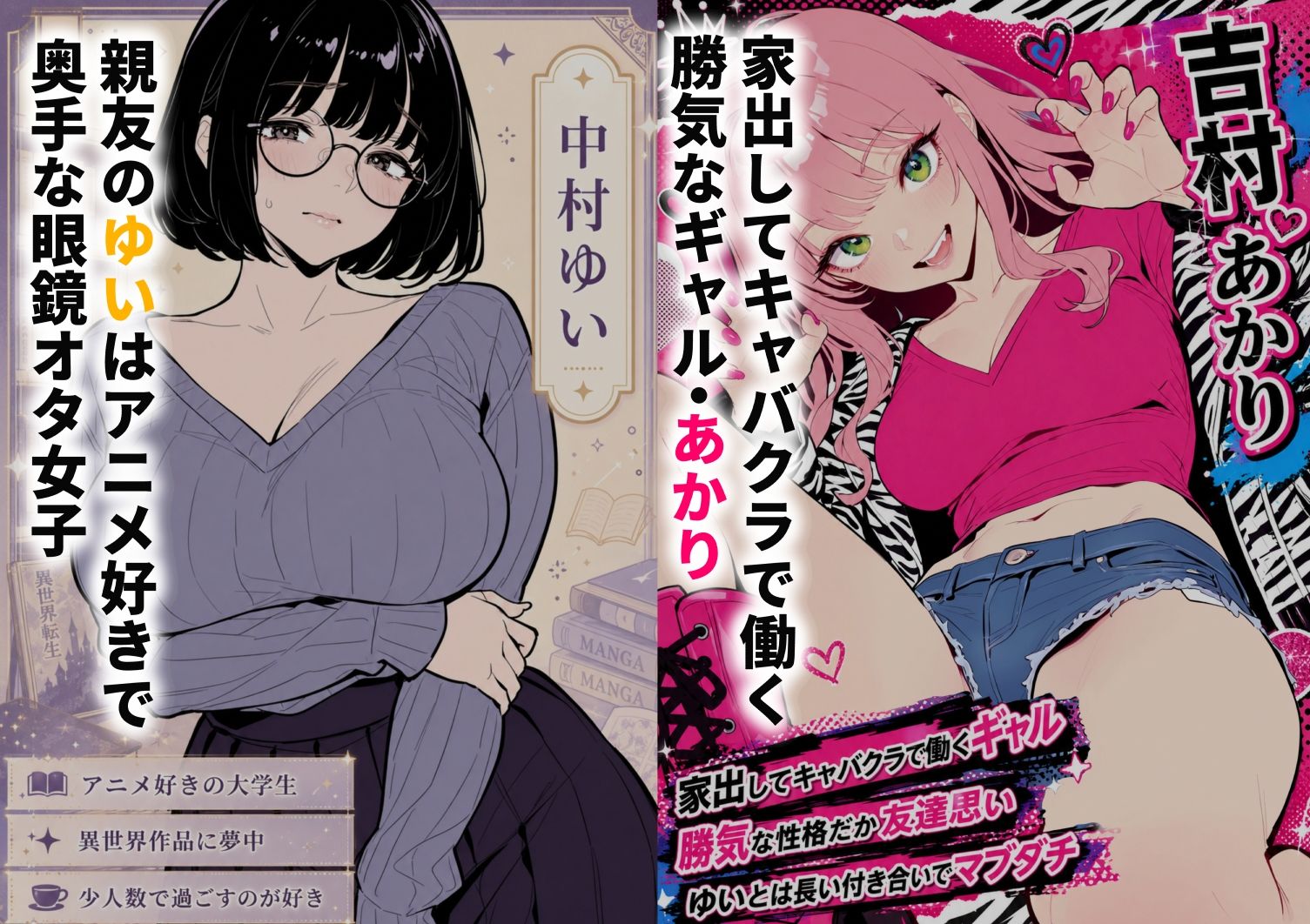 筋肉コスプレ男にハマったキャバ嬢ギャル  親友の地味オタ女子まで誘って3P堕ち サンプル画像1