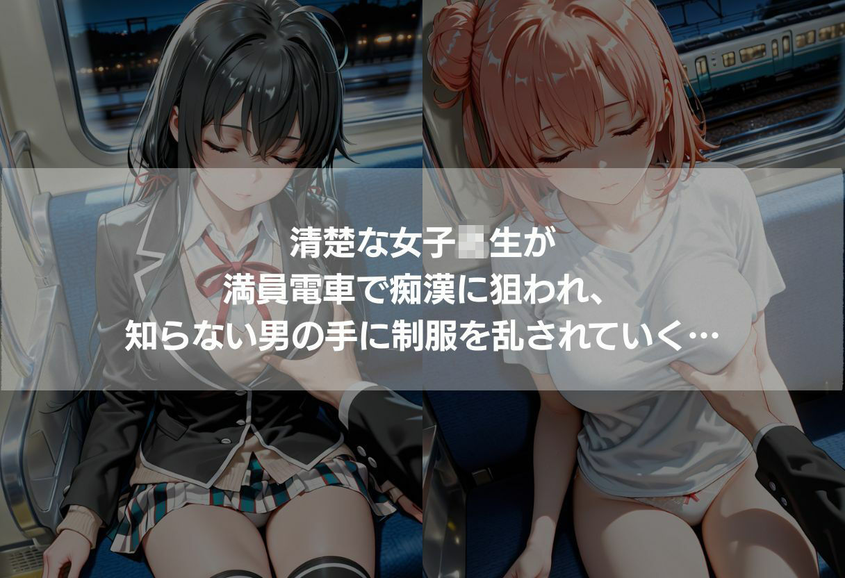 終電痴●記録 〜黒髪清楚JKと桃髪ツンデレ美女の堕落437枚〜 サンプル画像2