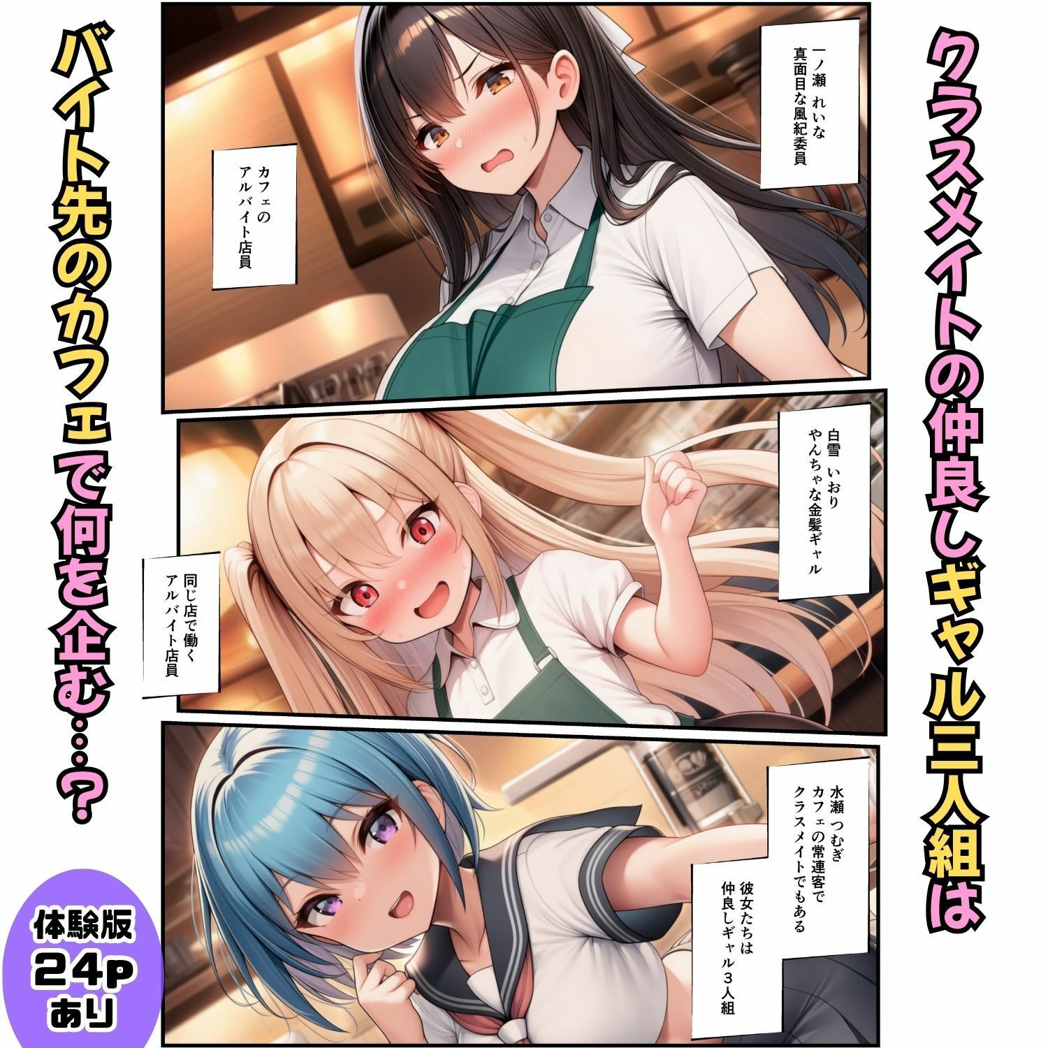 罰ゲームで告白してきたギャル3人を制服のまま強●屈服！【カフェバイト編】 サンプル画像1