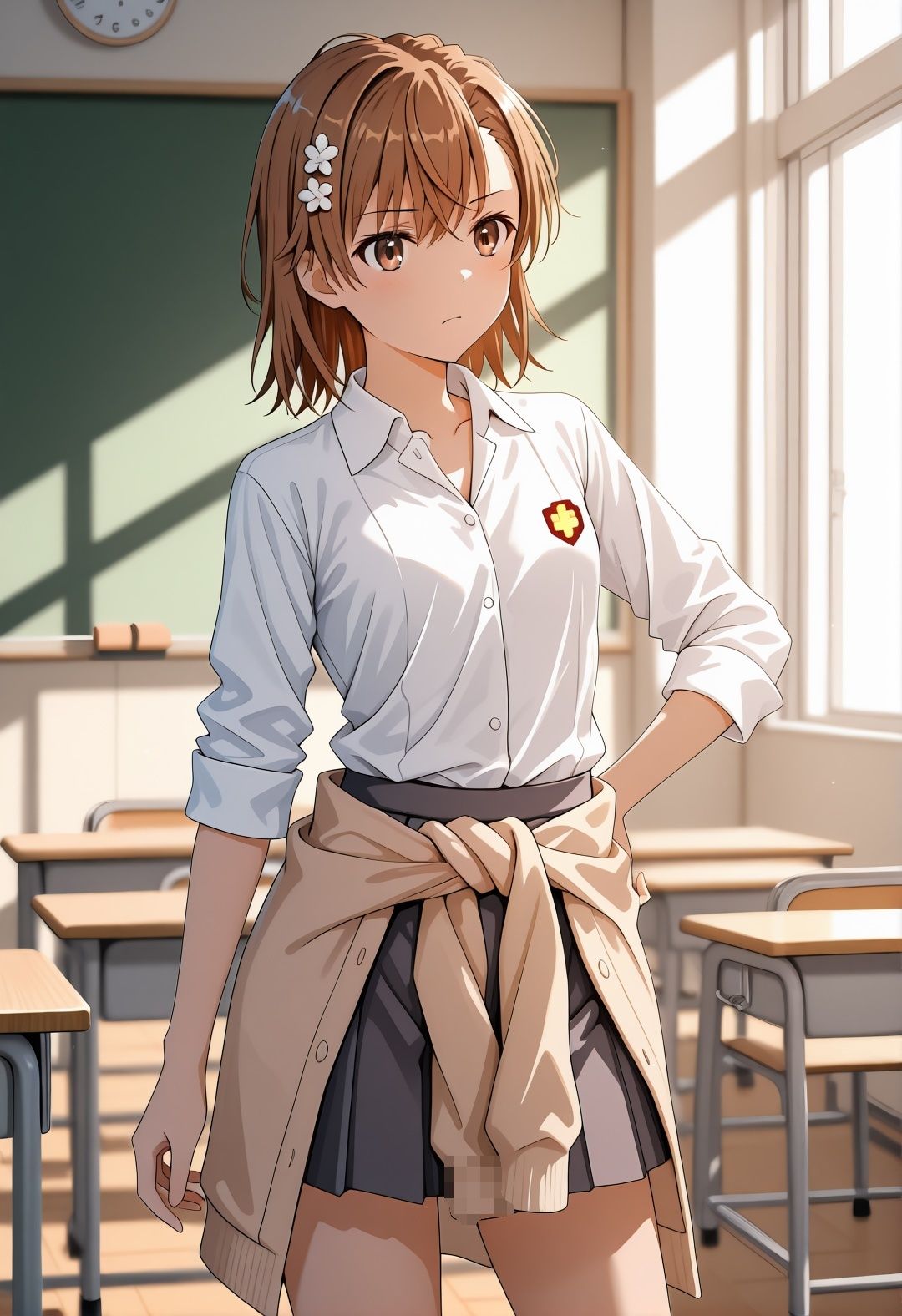 美〇が学校でエロい目に遭う超〇磁砲パロディ 制服・スク水・緊縛中出し サンプル画像1
