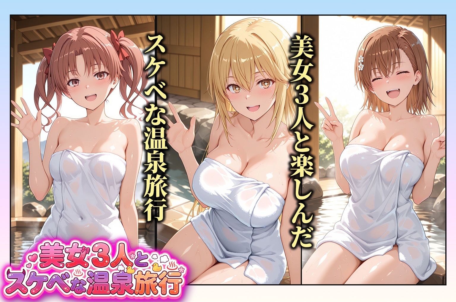 美女3人とスケベな温泉旅行〜御坂美琴・食蜂操祈・白井黒子 サンプル画像1