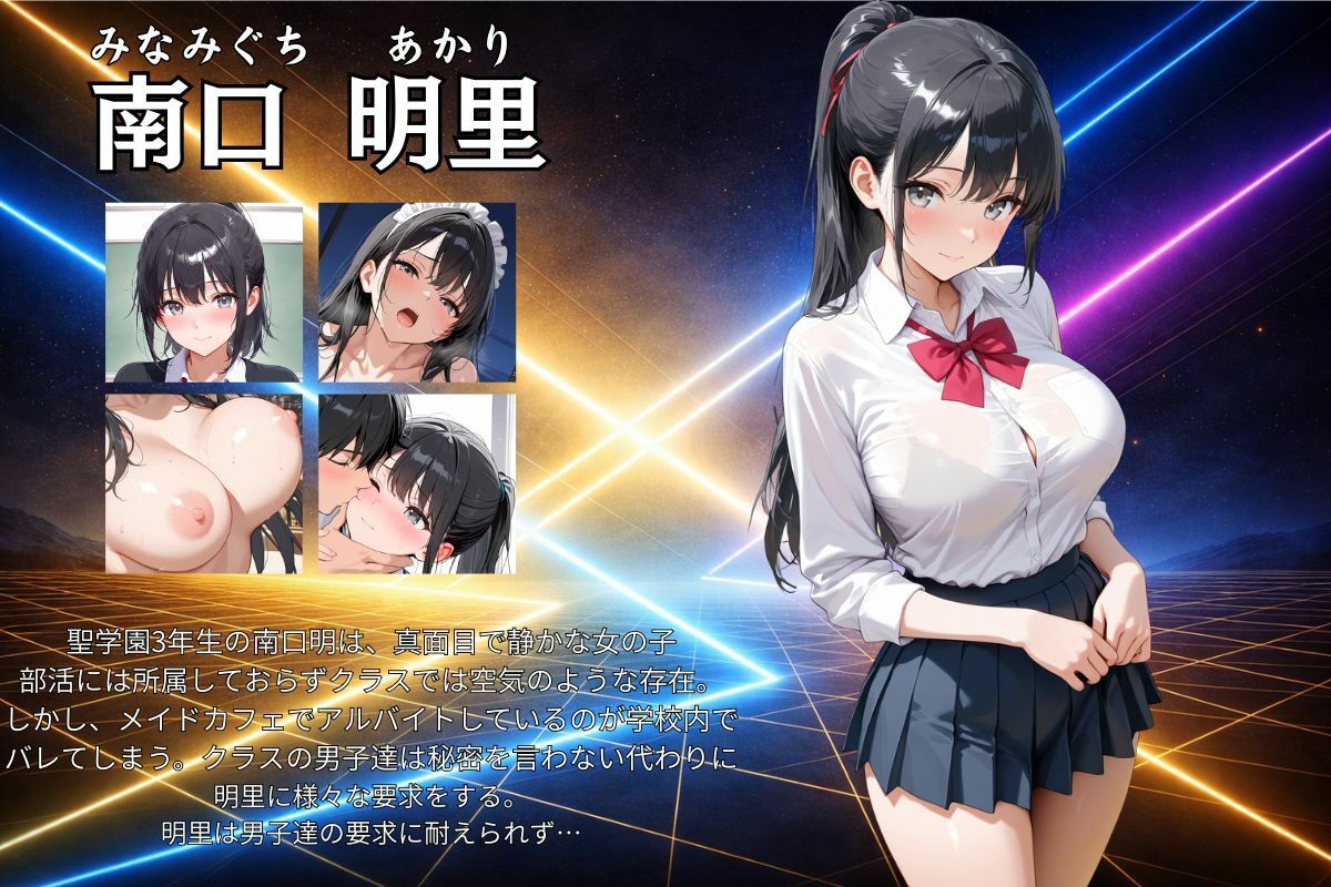 聖凛学園 黒髪清楚の爆乳女子校生南口明里のアルバイトは激エロメイド。クラスの男子生徒に正体がバレ犯●れまくる。 サンプル画像1