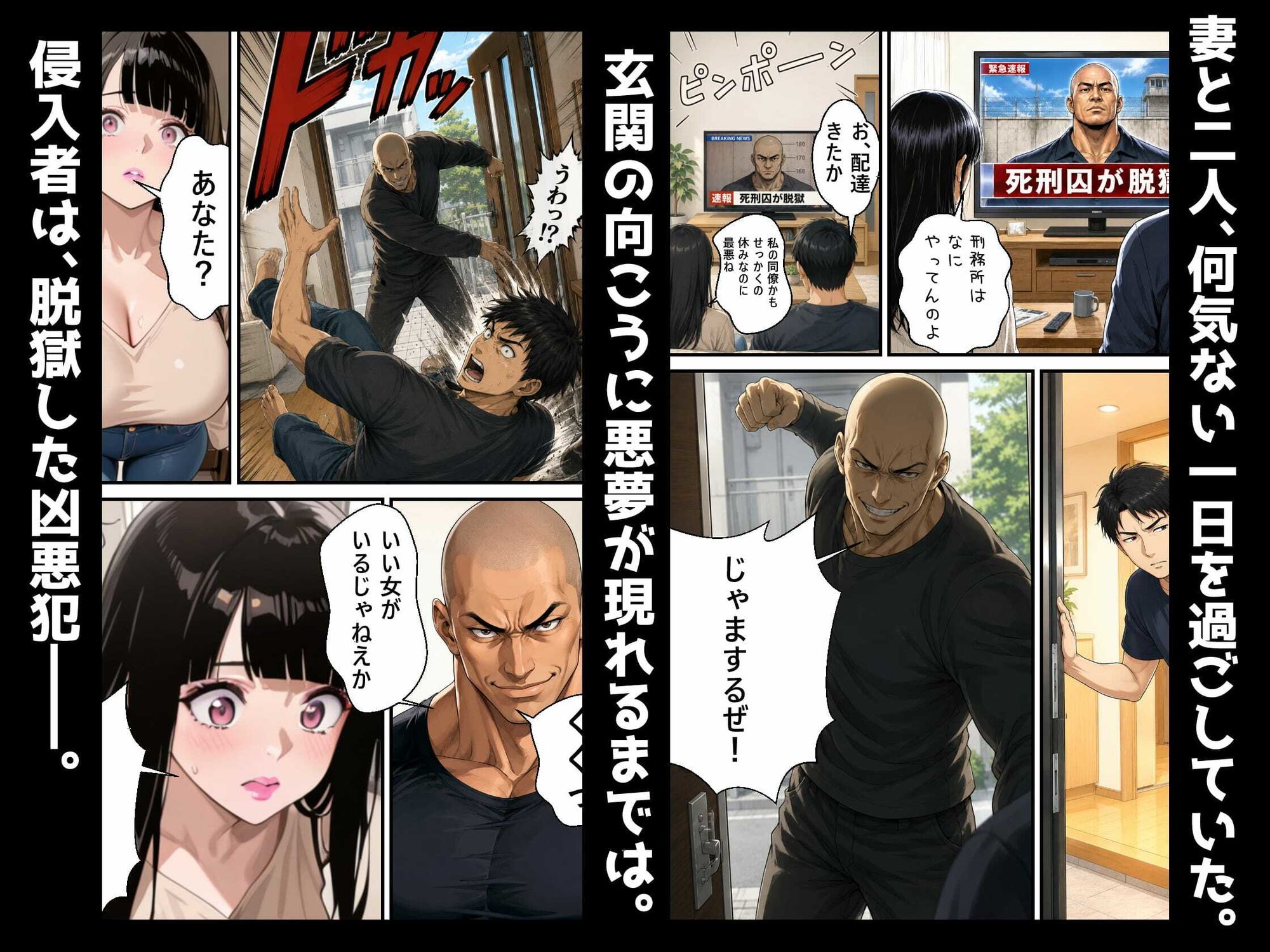 脱走した死刑囚に巨乳コスプレイヤームチムチ妻（24）をNTRオナホにされました サンプル画像1