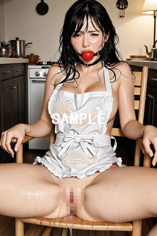 裸エプロン姿で潮吹きする巨乳ママ動画集 サンプル画像2