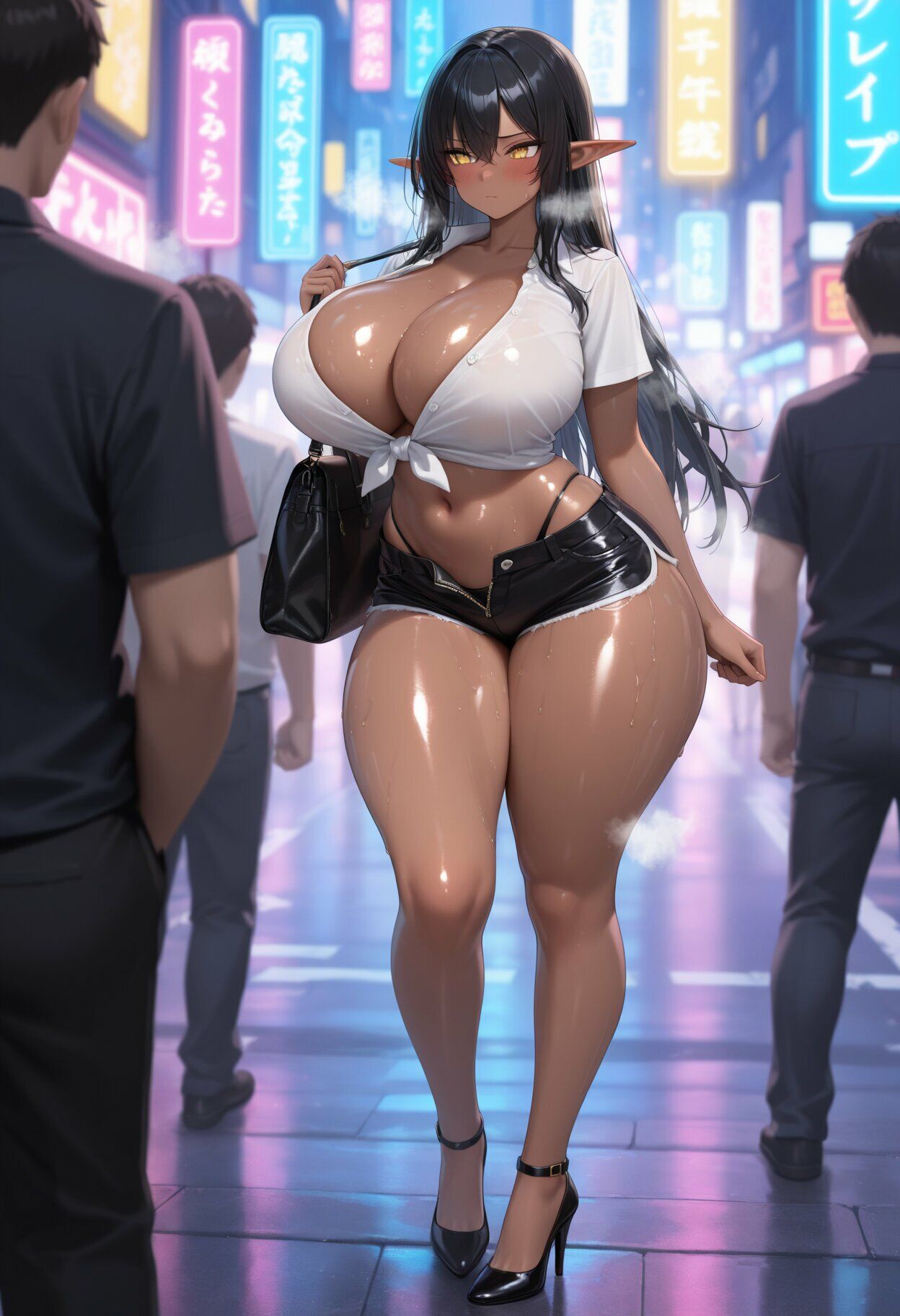 褐色巨乳のダークエルフ、ナンパされラブホに連れ込まれる サンプル画像2