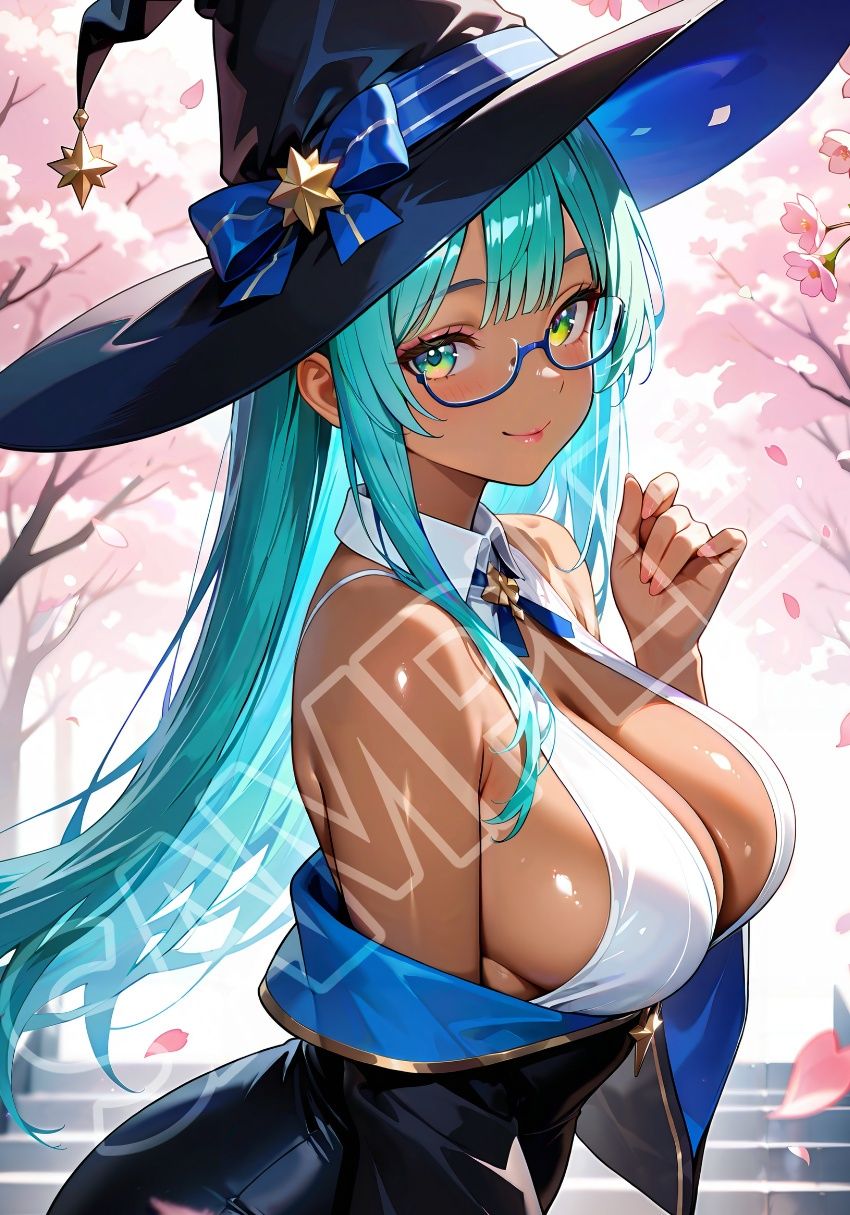 褐色水魔女と桜デート サンプル画像5
