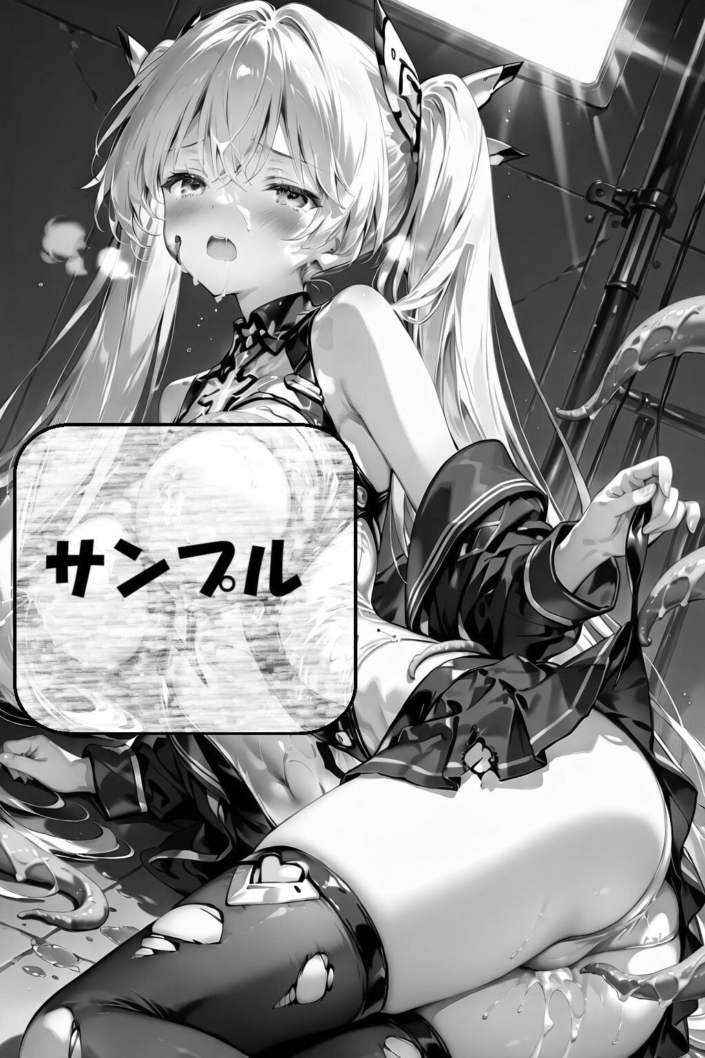 触手に囚われた金髪ツインテール変身ヒロイン サンプル画像2