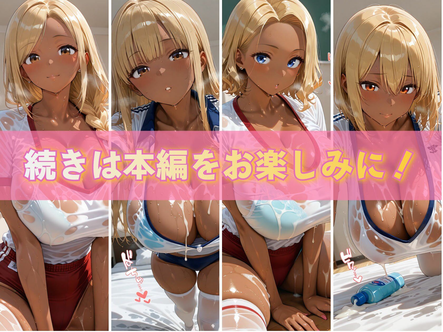 谷間ぷにぷに 金髪黒ギャル体操服ブルマ ぬるぬる絶頂パーティー サンプル画像10