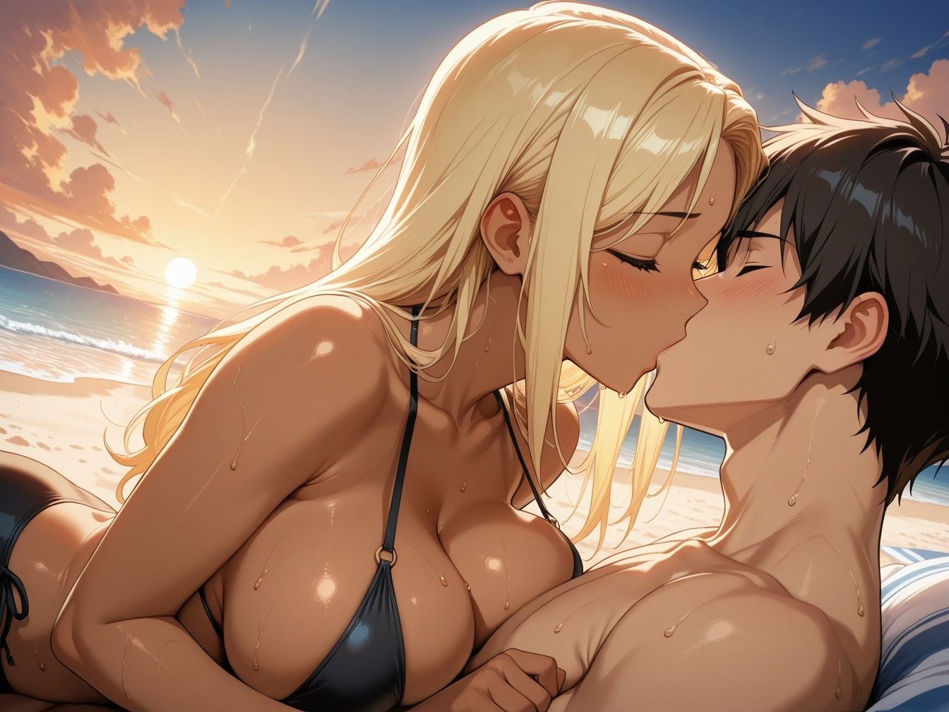 貸し切りでイチャラブ黒ギャルビーチ サンプル画像4