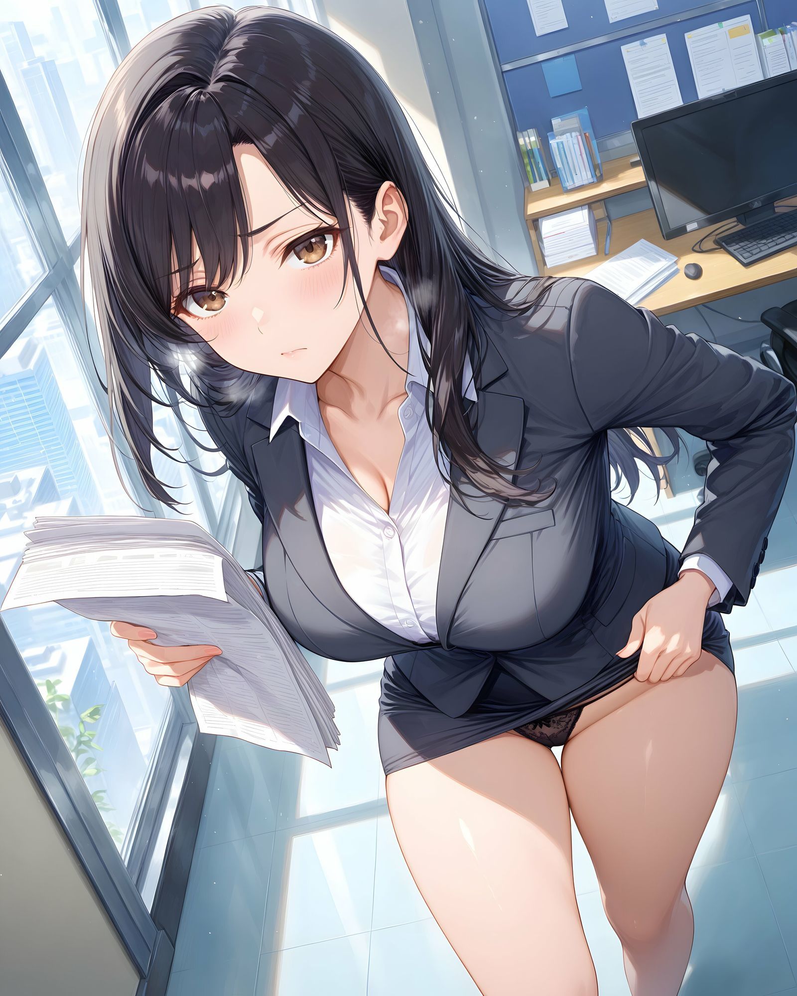 超ミニスカOL 番外編〜パンツ丸見え部下OL達のパンチラ観察したり、見抜きしたり、射精のお手伝いしてもらうイラスト集〜 サンプル画像4