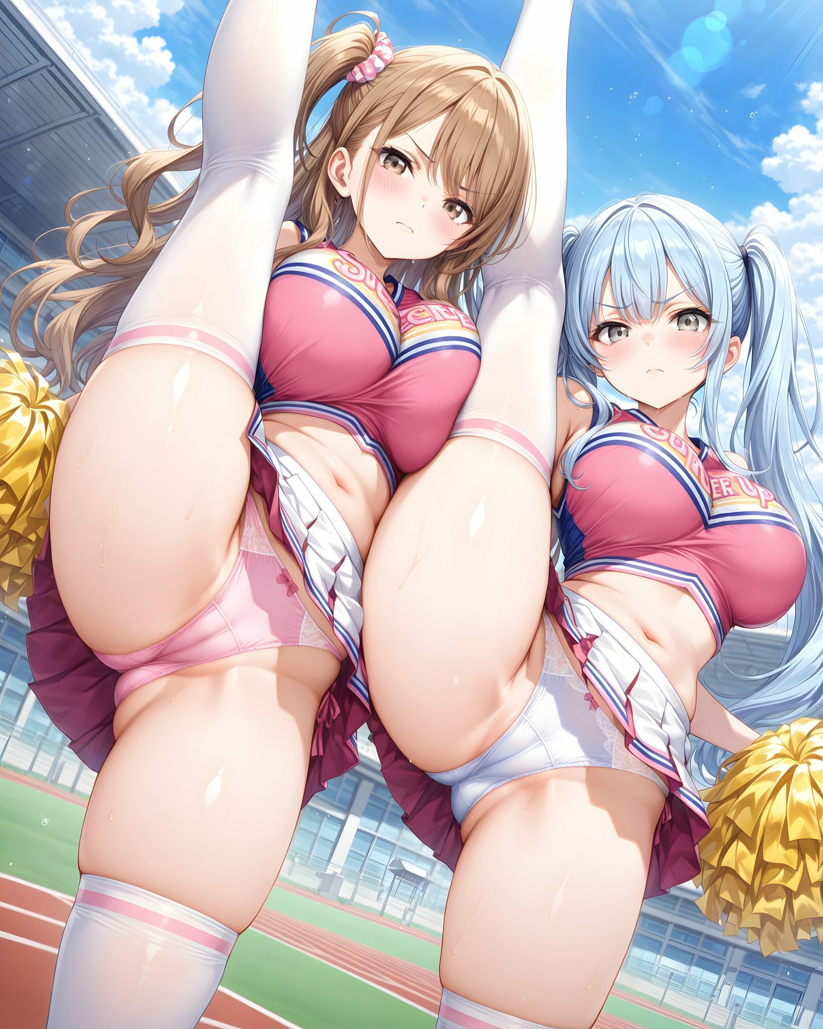 超ミニスカチア部〜パンツ丸見えのチアガール達にセクハラしたり、ぶっかけたり、チ〇ポのお世話してもらうイラスト集〜 サンプル画像4