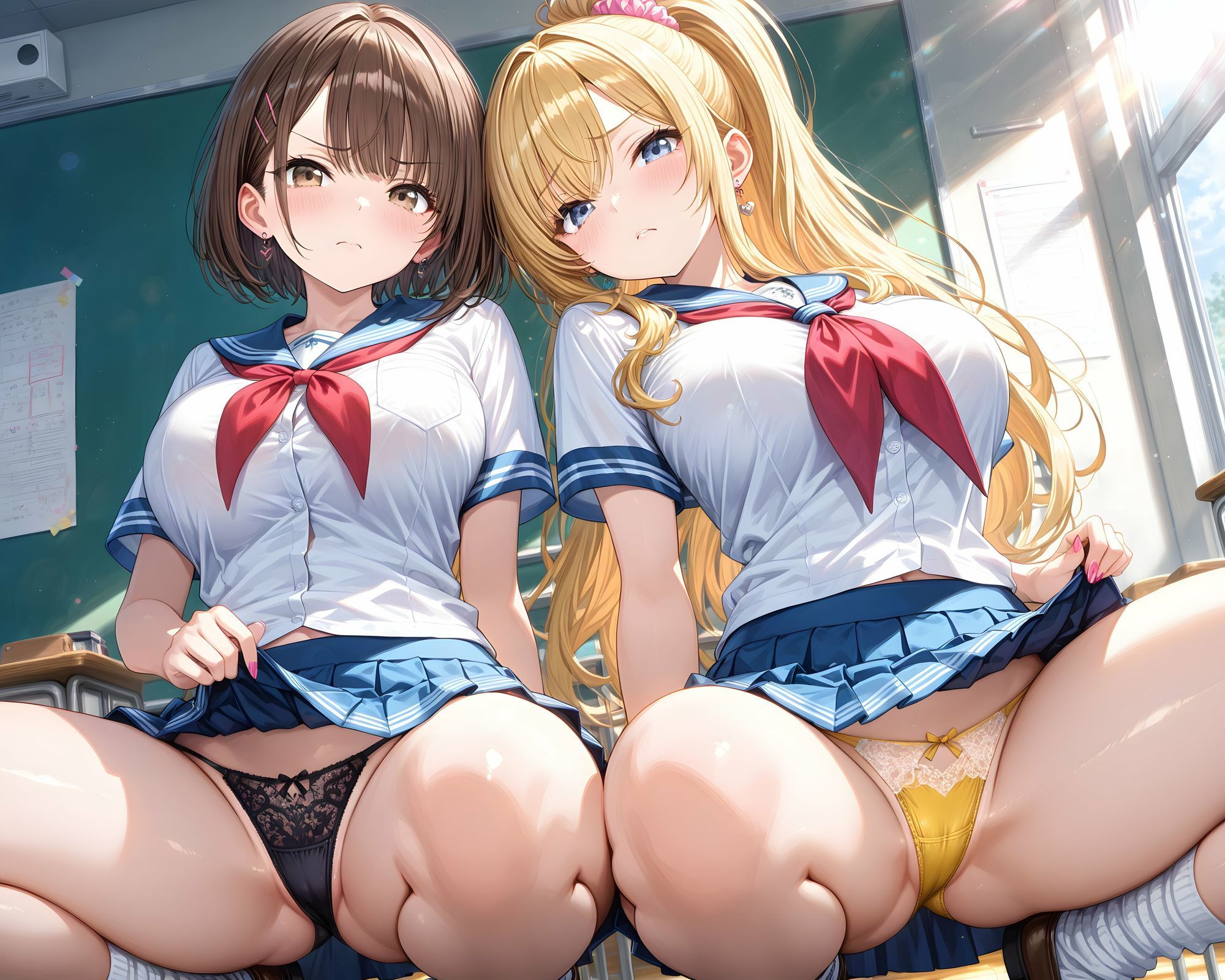 超ミニスカ女学園 番外編2〜パンツ丸見えJKのパンチラ観察したり、見抜きしたり、射精のお手伝いしてもらうイラスト集〜 サンプル画像6