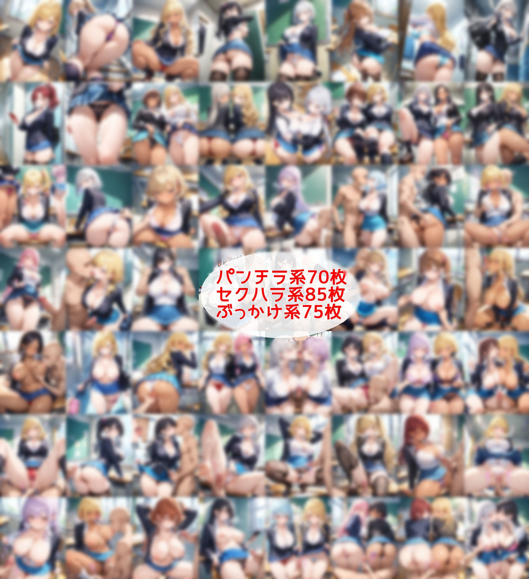 超ミニスカ女学園7〜パンツ丸見えのギャルJK達にセクハラしたり、ぶっかけたり、チ〇ポのお世話してもらうイラスト集〜 サンプル画像1