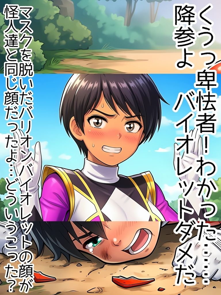 超重戦士バリオン  第二話  僕の相棒と妹と先生達戦闘員と怪人に改造堕  バリオンバイオレットと妹達が触手中出し受精托卵妊娠妊婦臨月ボテ腹アヘ顔戦闘員改造怪人破水出産 サンプル画像6