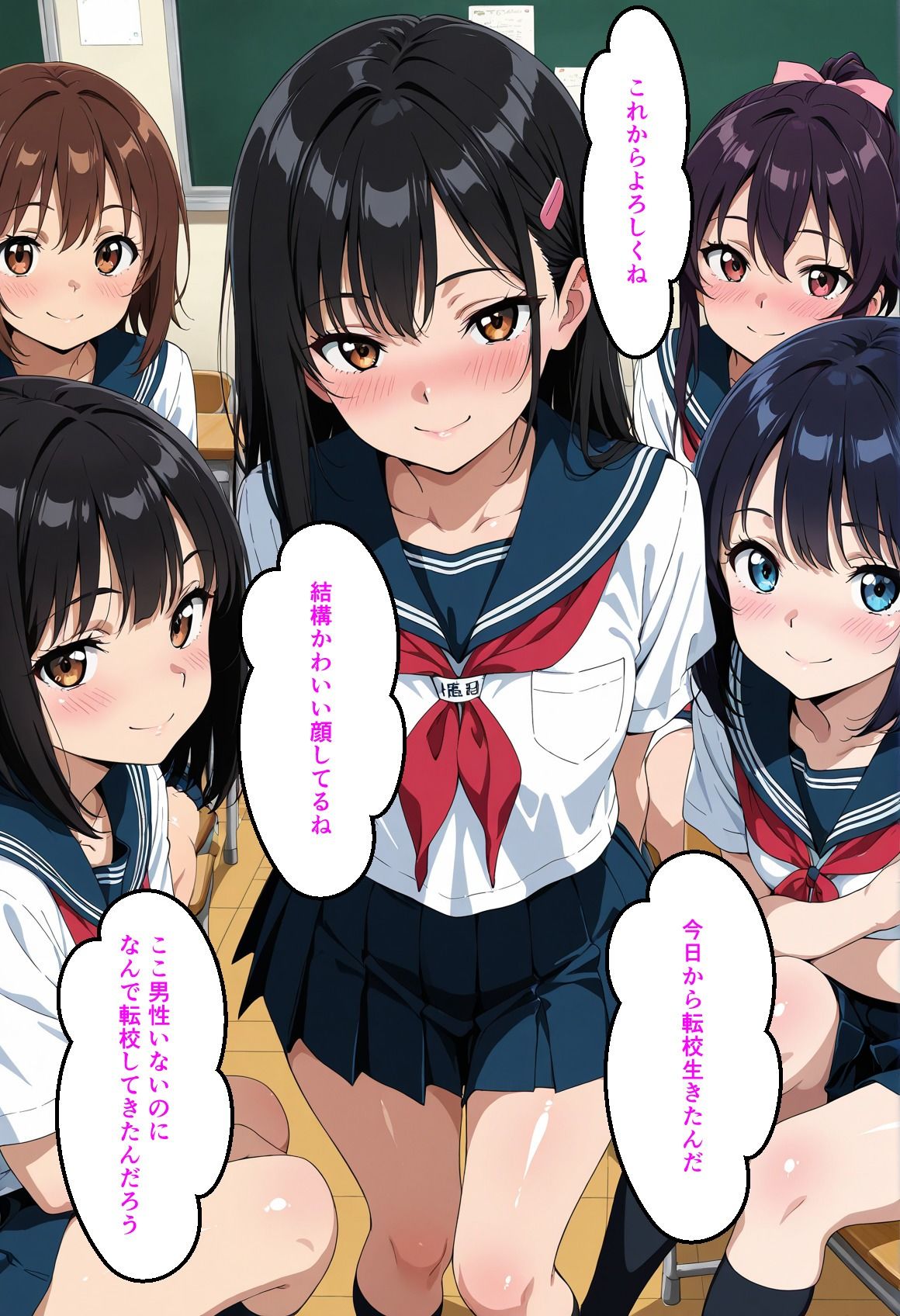 転校先が女子ばっか？性に飢えた美女から「お願い・・・入れて？」と頼まれる サンプル画像1