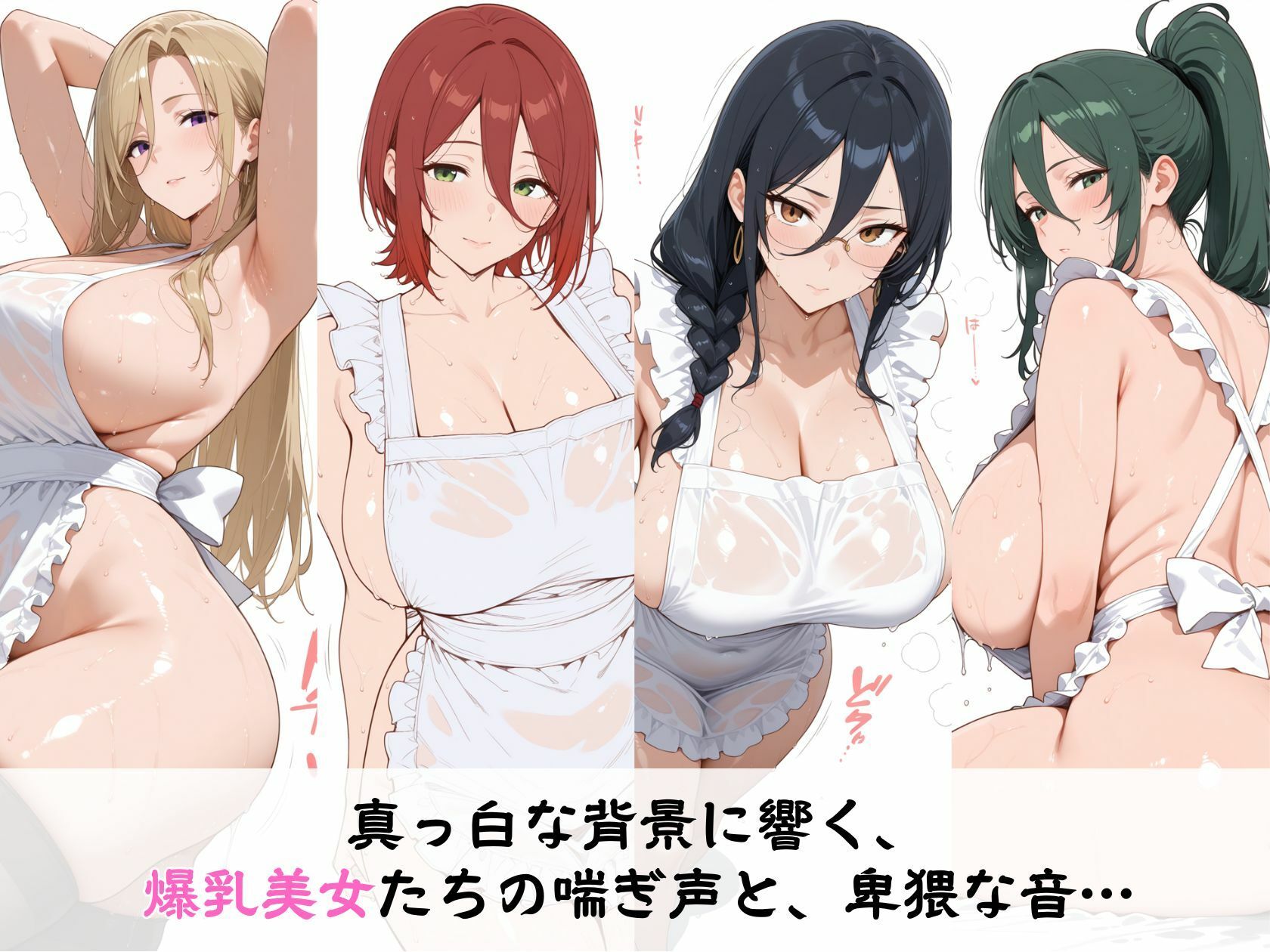 逆にエロい白背景 爆乳人妻 のえっちな擬音がよく聞こえる本 裸エプロン編 サンプル画像1