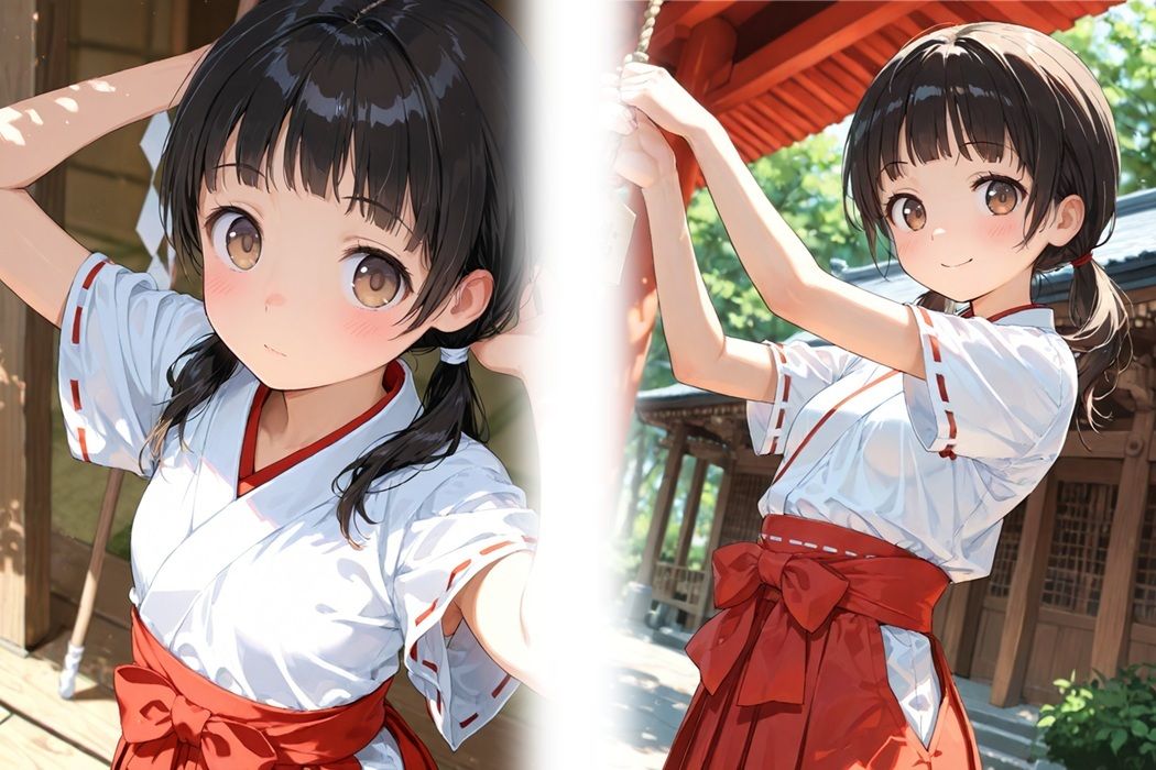 透明感のある小柄な巫女少女を集団で囲んで大量顔射連続中出し サンプル画像1