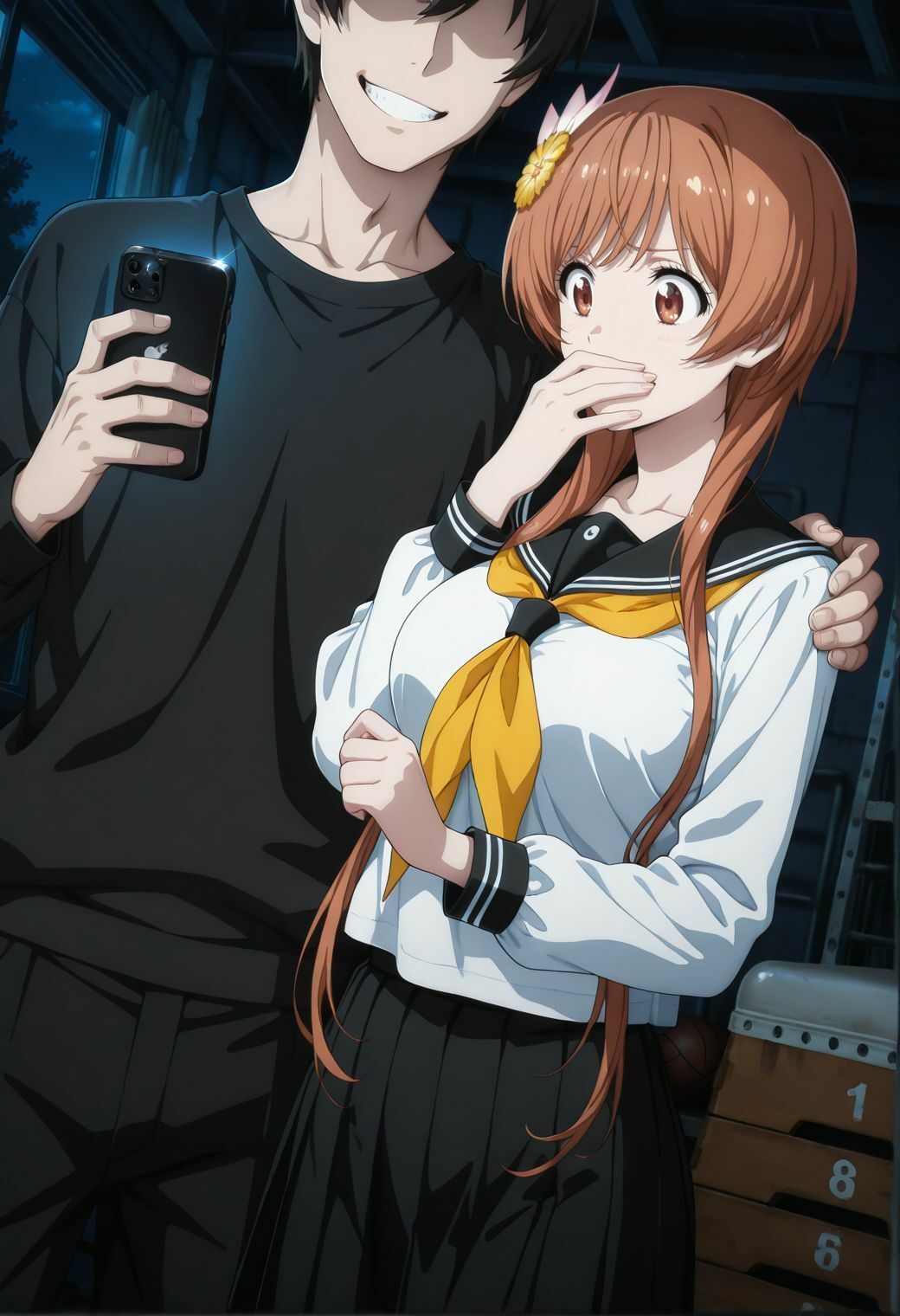 配信バレ動画で脅されたお嬢様、放課後の体育館倉庫で生撮りセックス配信 サンプル画像1