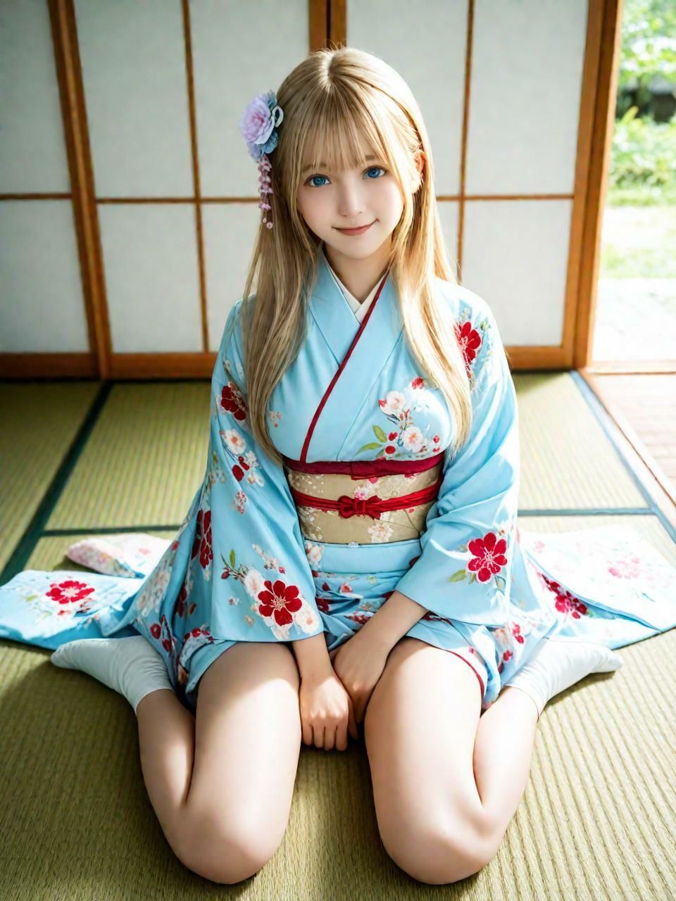 金髪着物巨乳（487枚）【実写系AI超リアルCG集ult】 サンプル画像1