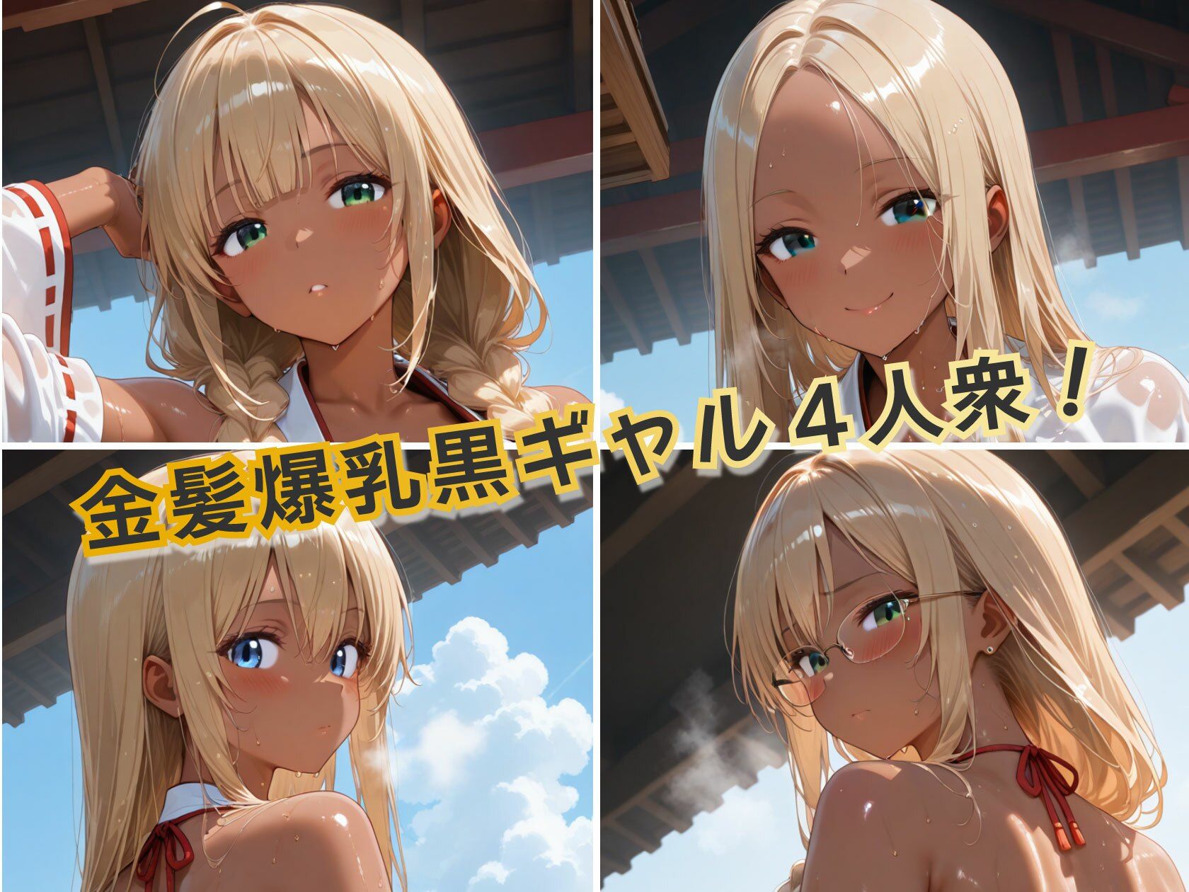 金髪黒ギャルエロ巫女ぬるぬる祓い祭り サンプル画像1