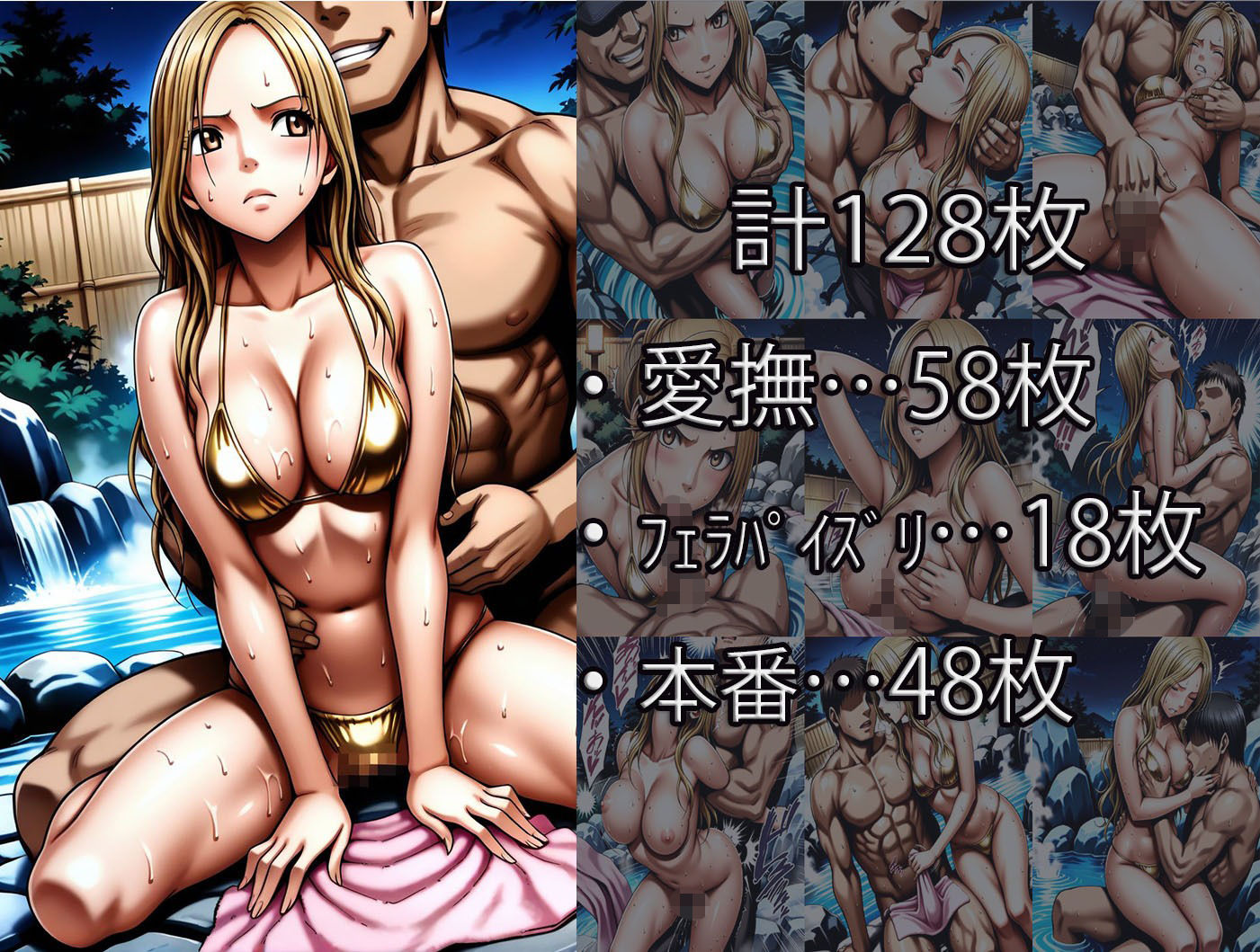 鈴〇彩花・持田〇ずさ・藤浦〇ナタ・南雲〇ゆき【金色ビキニ堕ち】 サンプル画像1